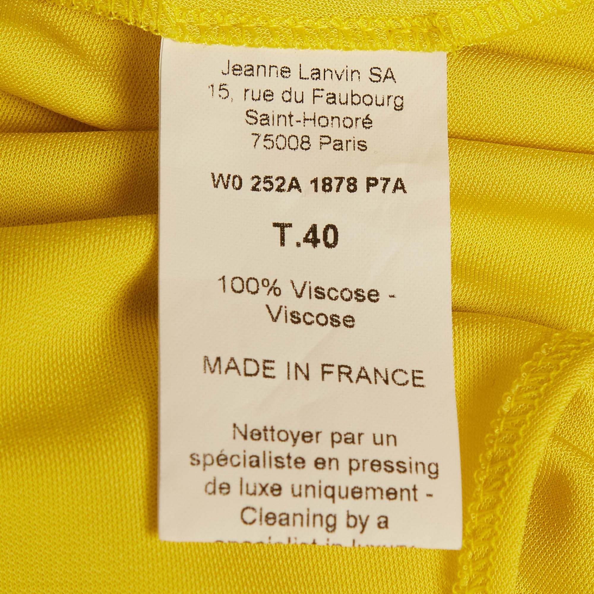 Lanvin Yellow Jersey V - Neck Midi Dress