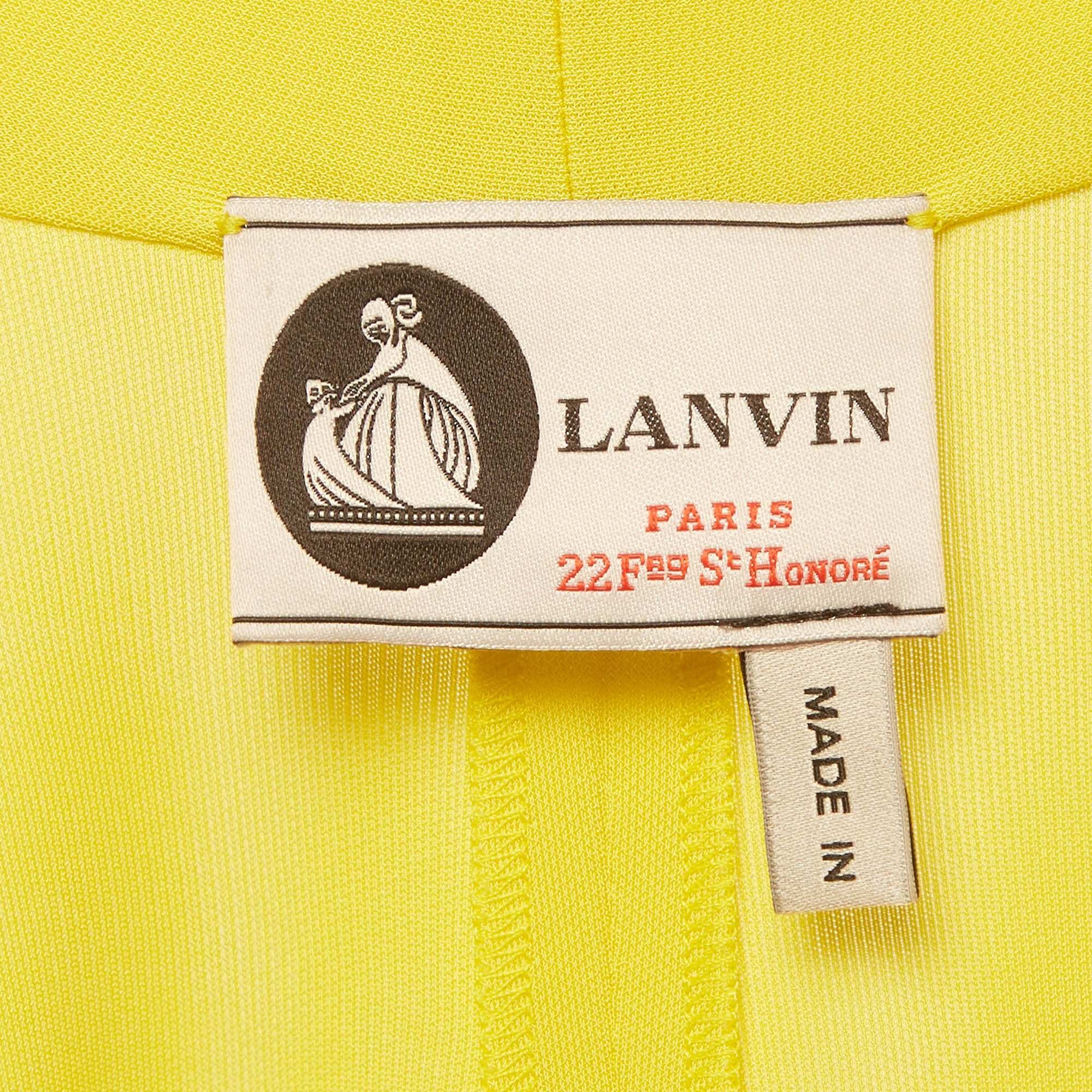 Lanvin Yellow Jersey V - Neck Midi Dress