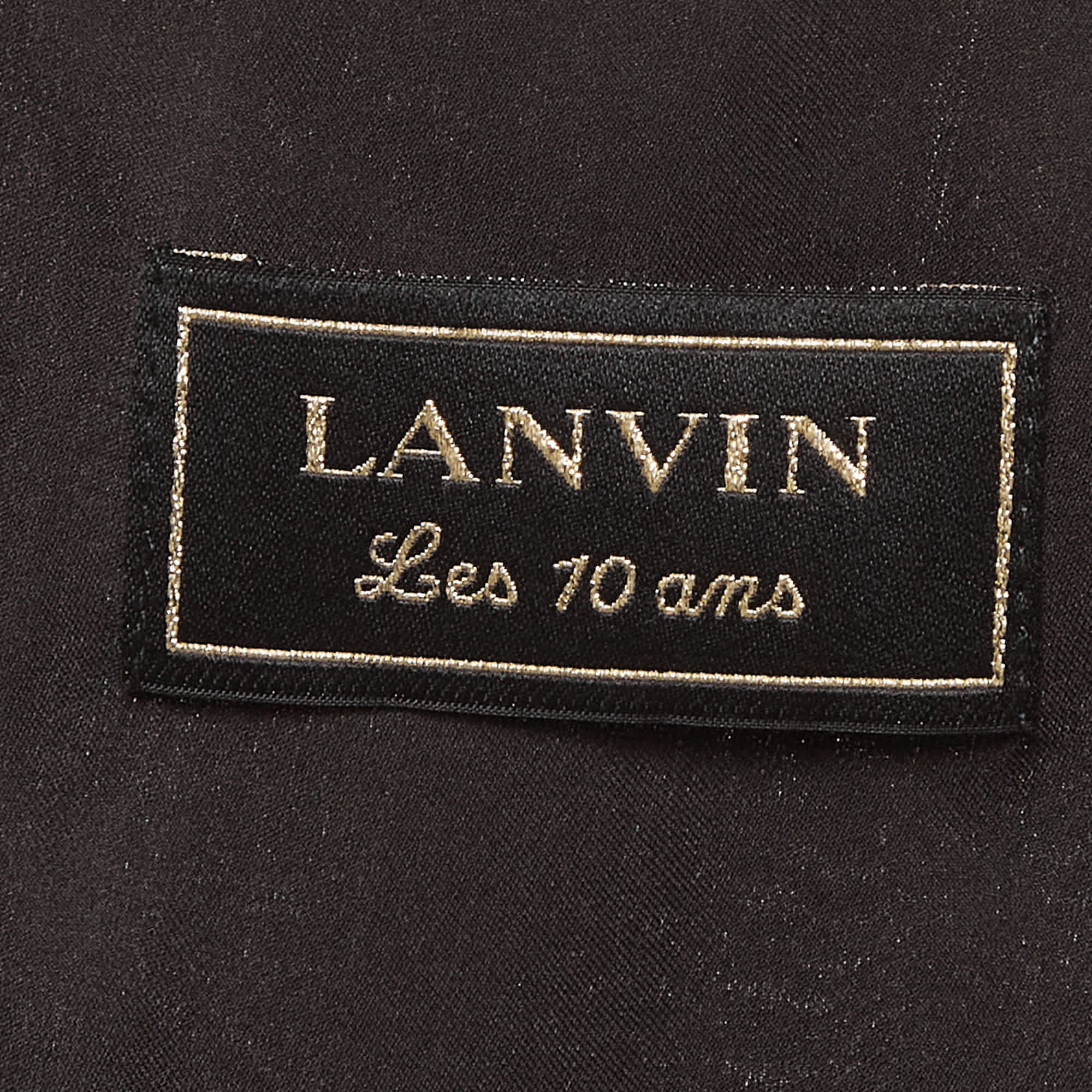 Lanvin Black/gold Metallic And Satin Sleeveless Mini Dress