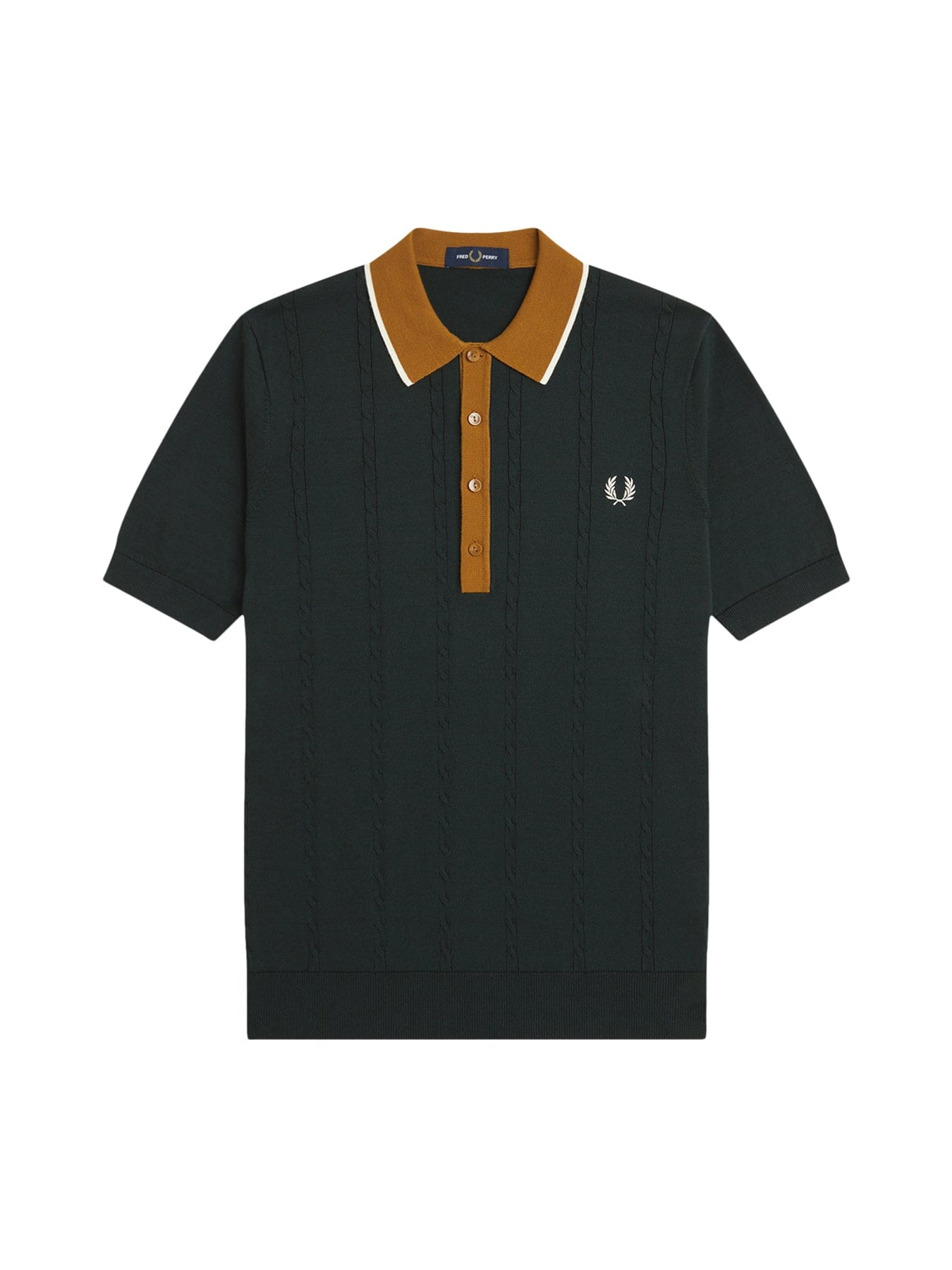 Fred Perry Cable Knit Polo Shirt Black