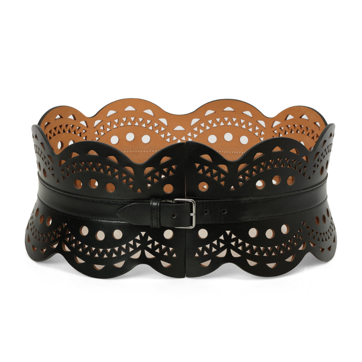 Alaia Neo Bustier Belt In Perforated Calfskin