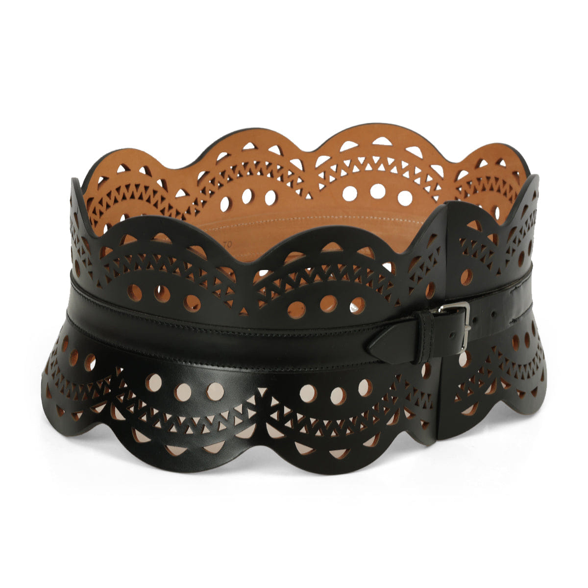 Alaia Neo Bustier Belt In Perforated Calfskin