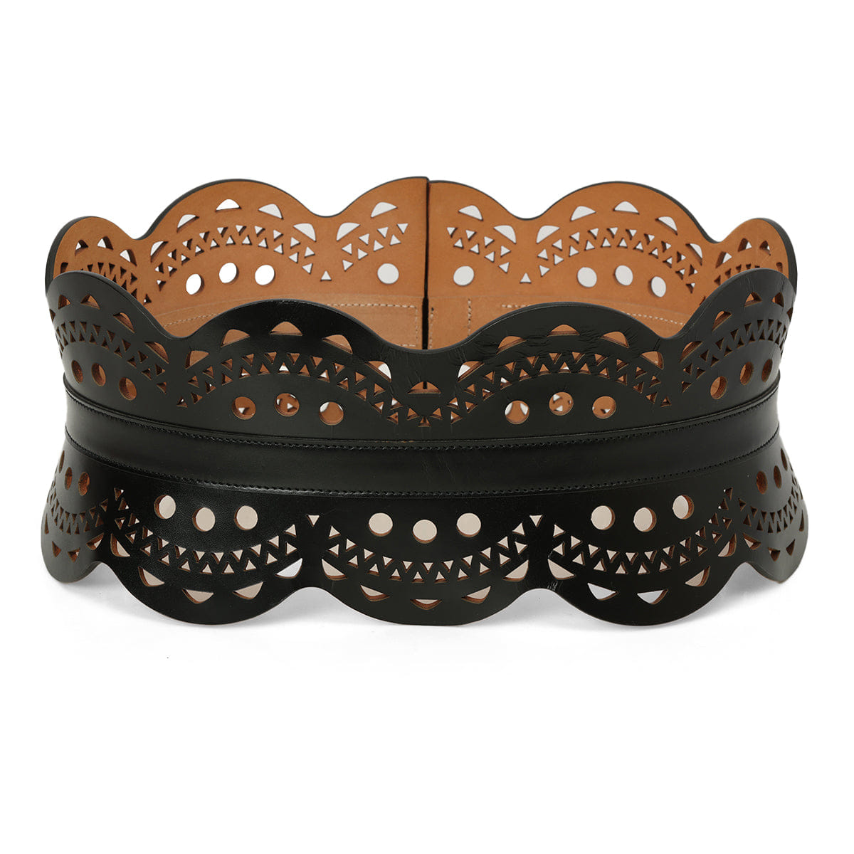 Alaia Neo Bustier Belt In Perforated Calfskin