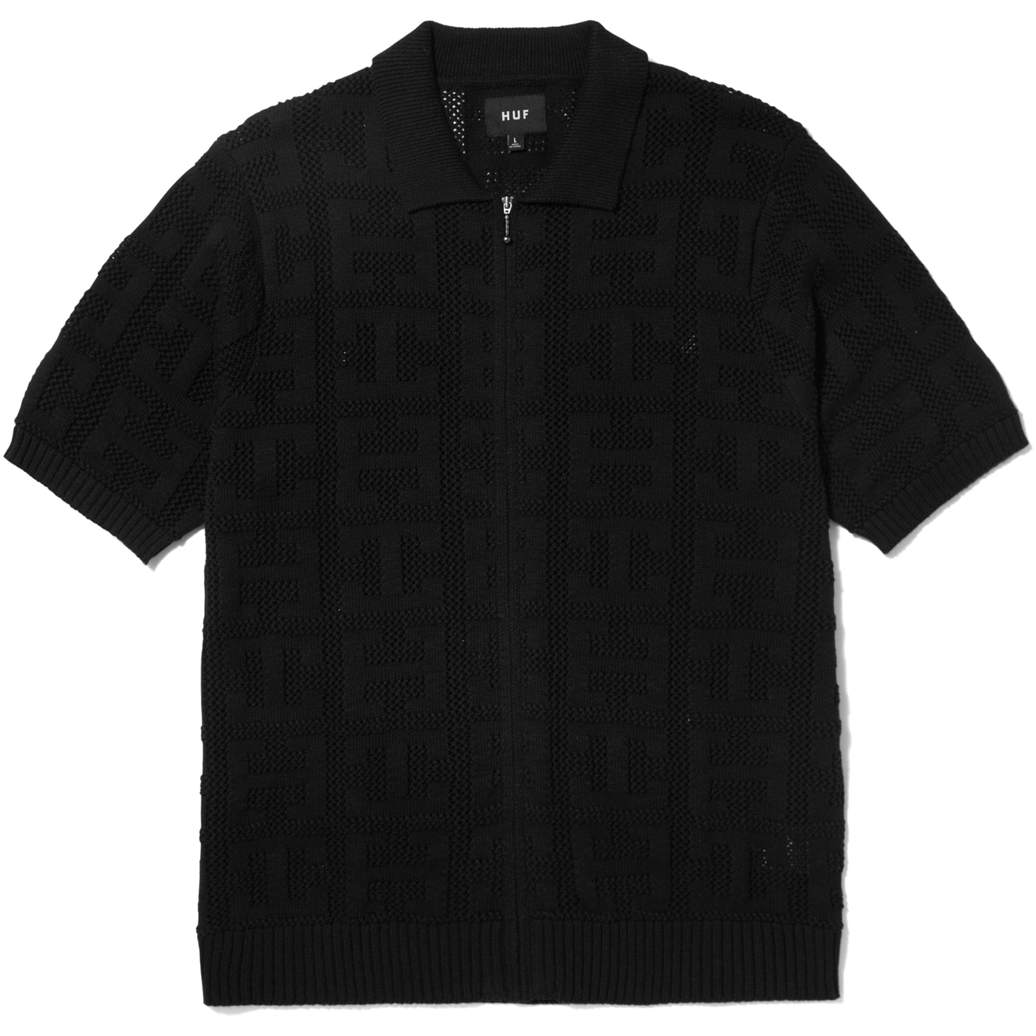 HUF Monogram Jacquard Zip Sweater (BLACK)