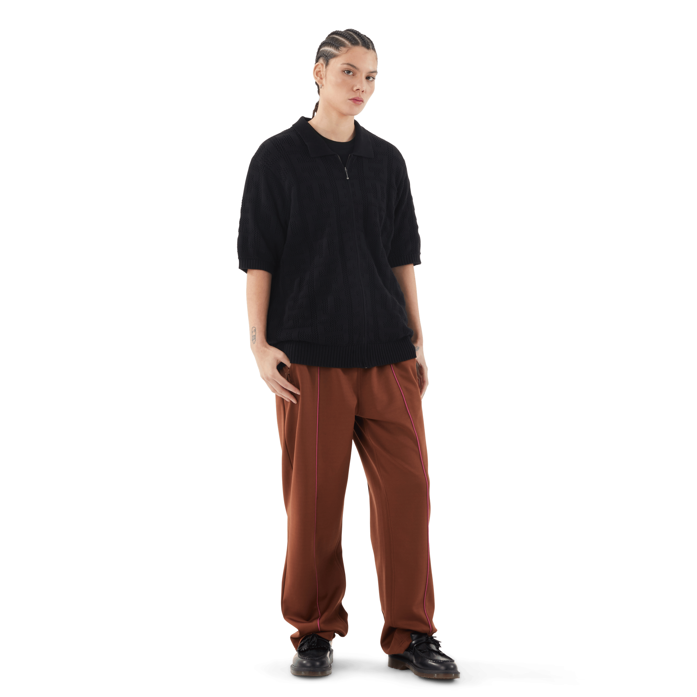 HUF Monogram Jacquard Zip Sweater (BLACK)