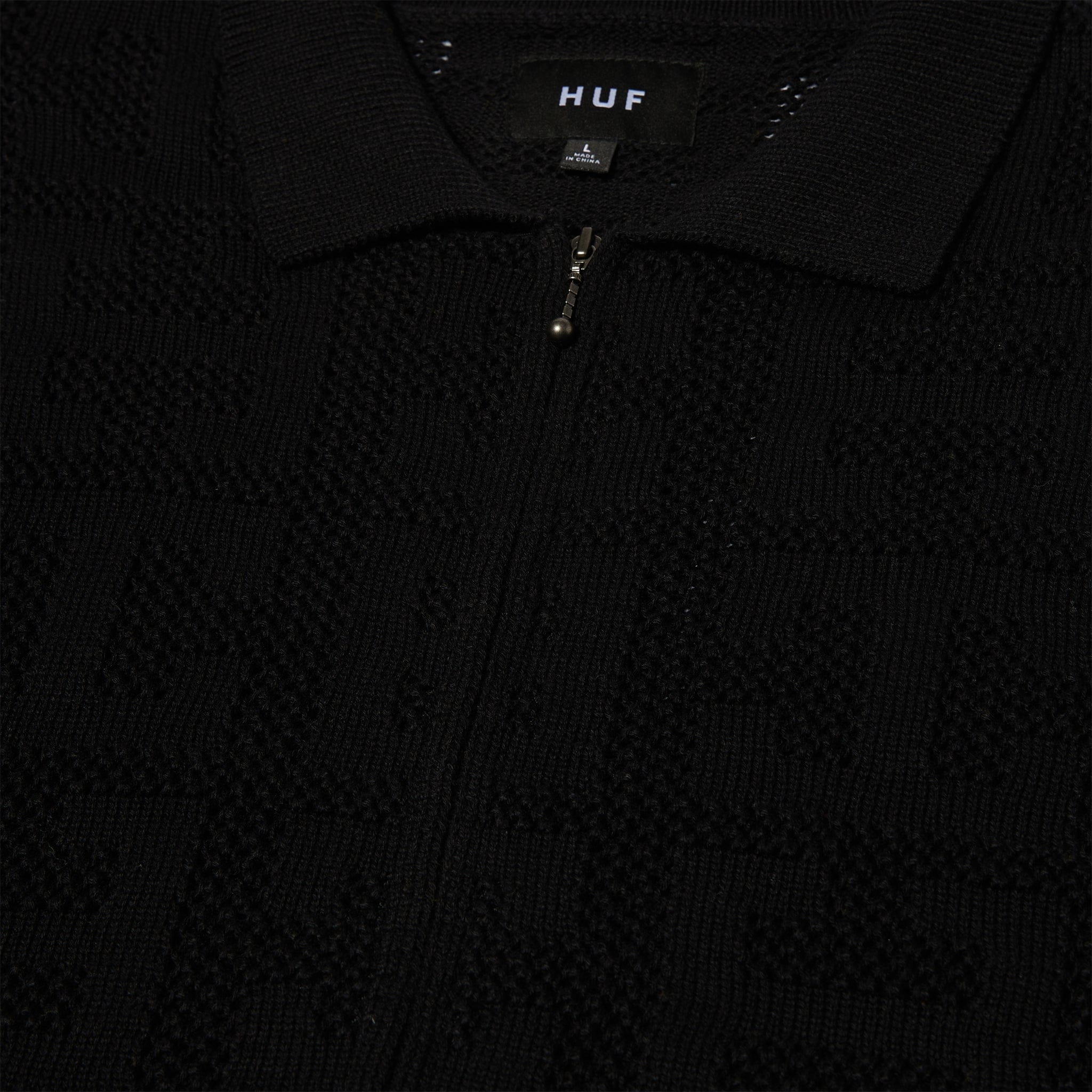 HUF Monogram Jacquard Zip Sweater (BLACK)