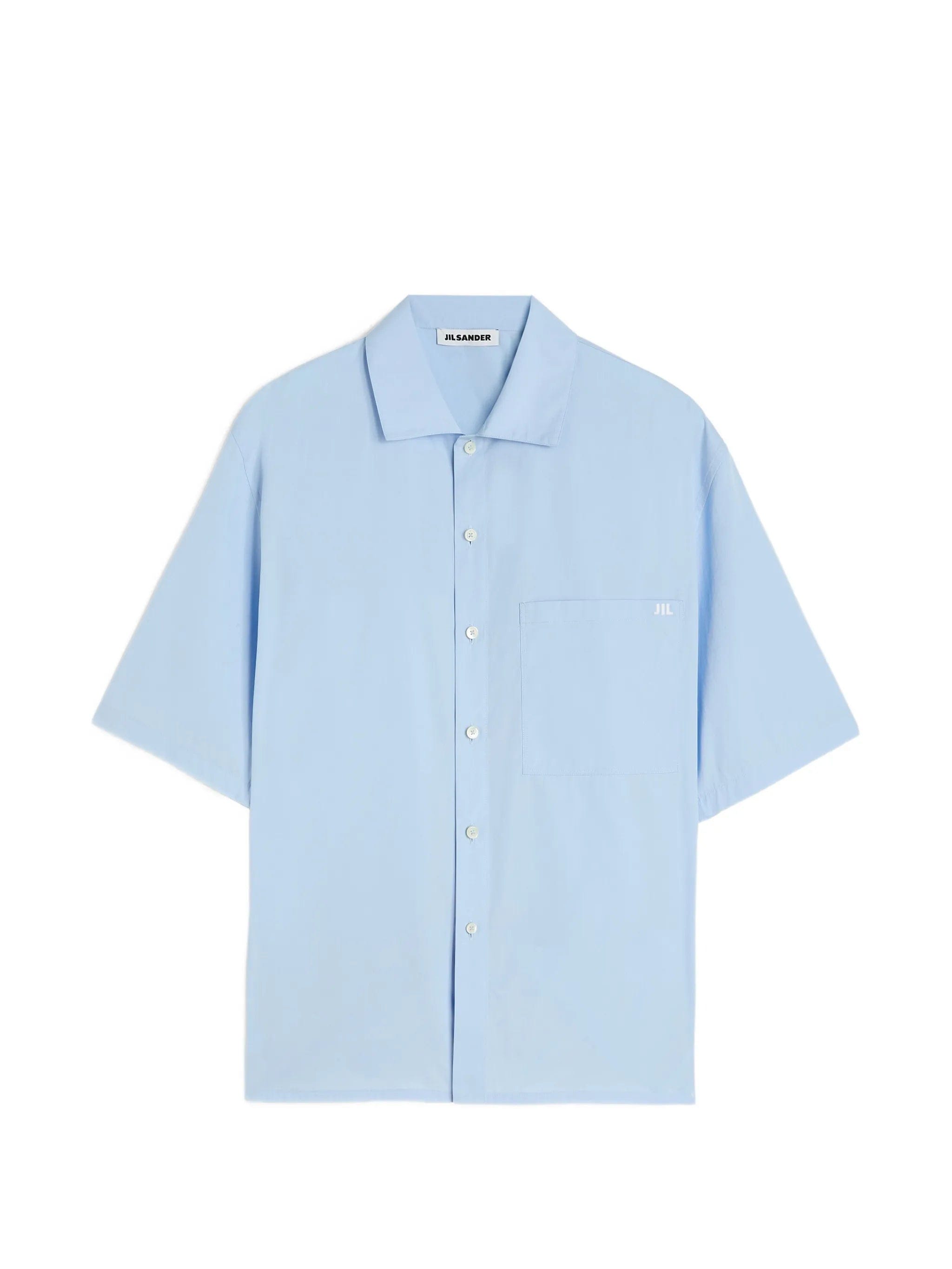 Jil Sander logo - embroidered poplin shirt