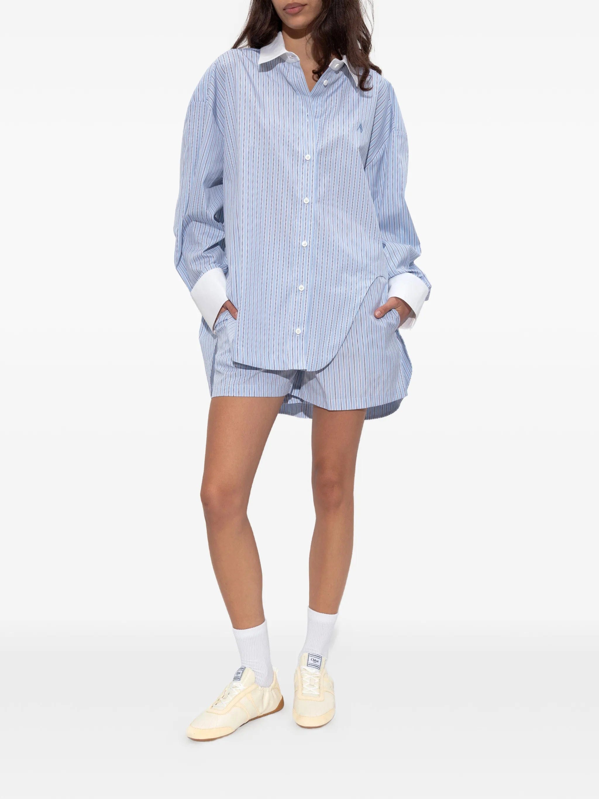 The Attico striped boxer - inspired shorts
