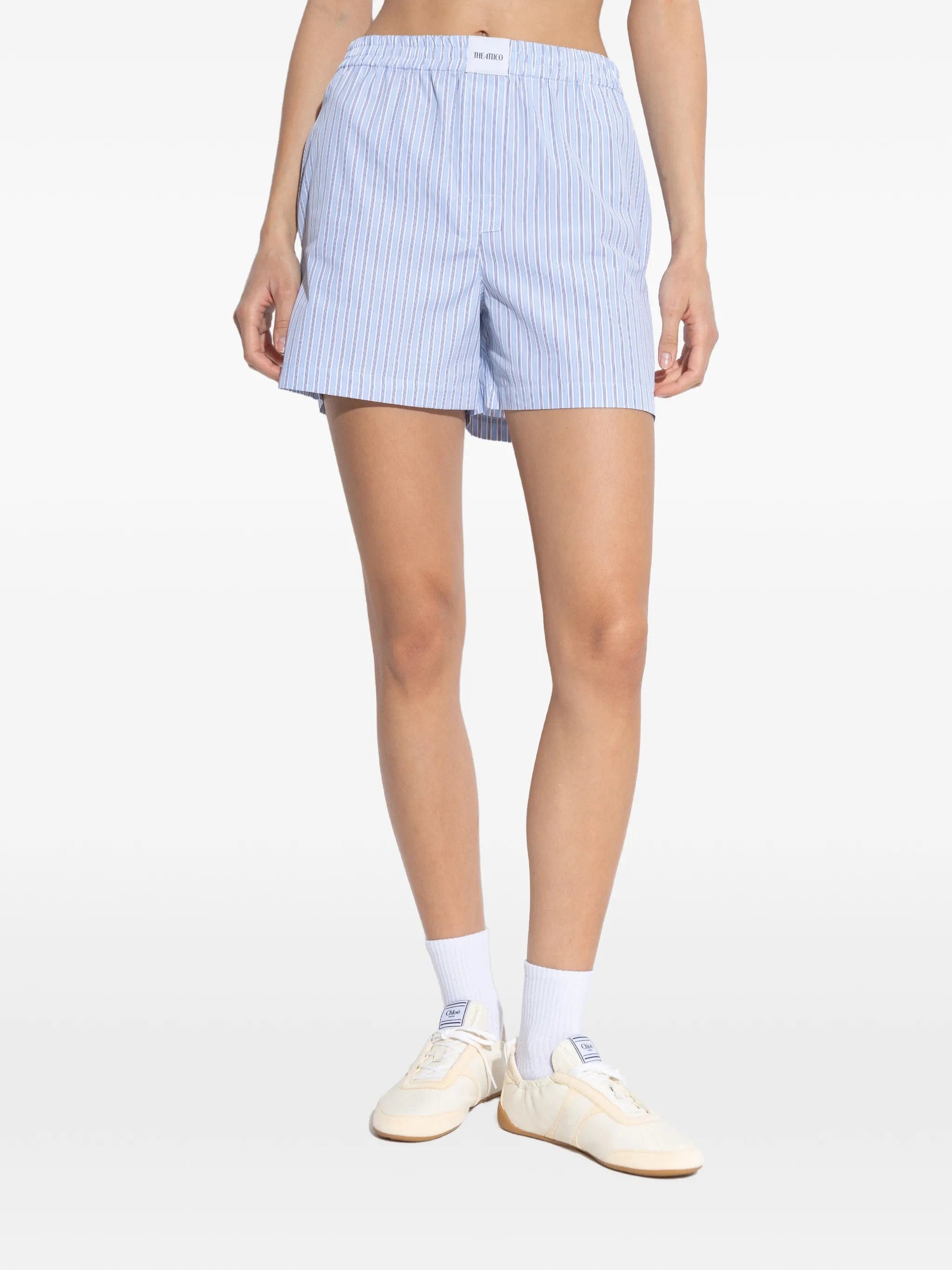 The Attico striped boxer - inspired shorts