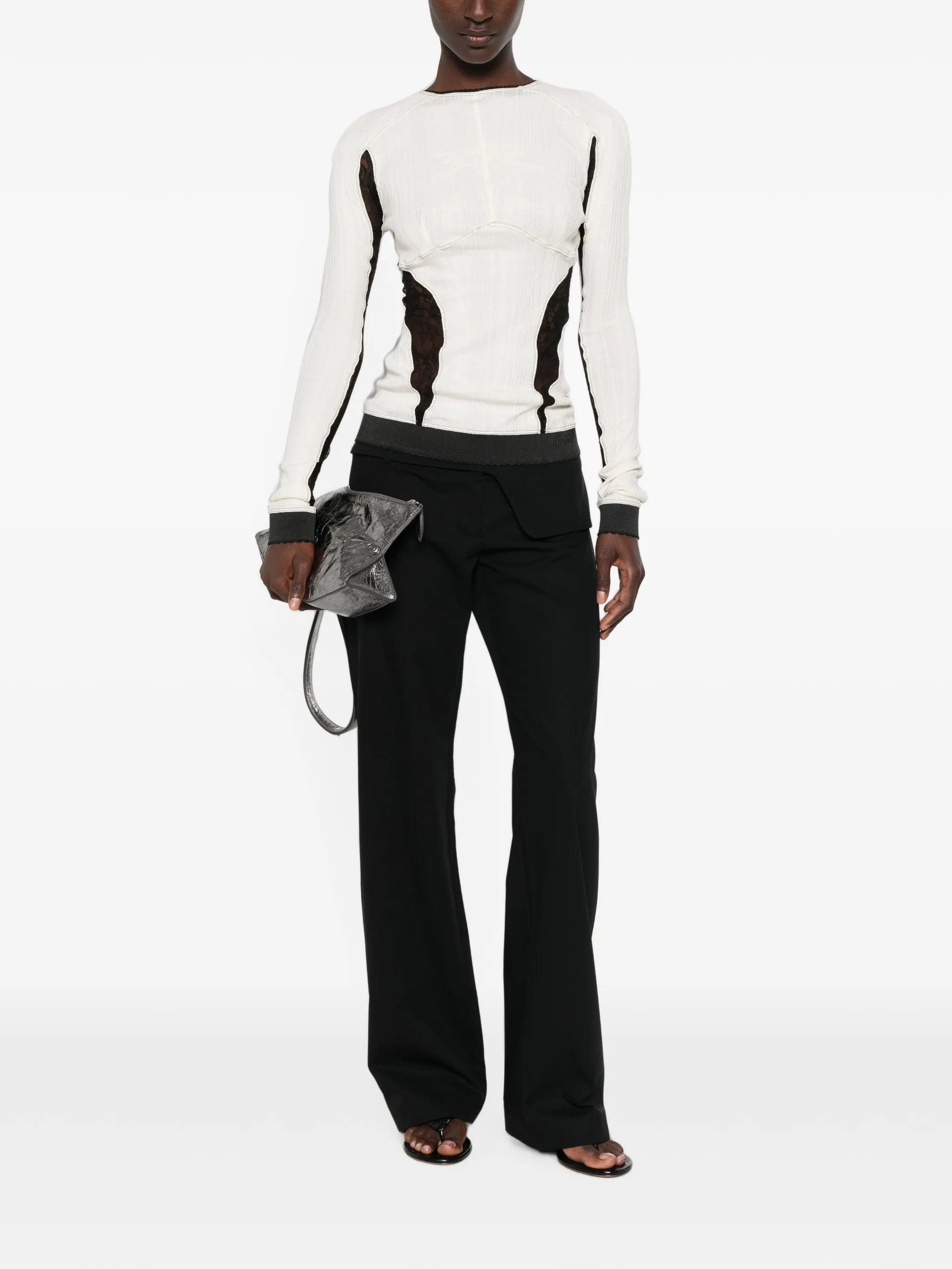 The Attico lace - insert ribbed - knit top
