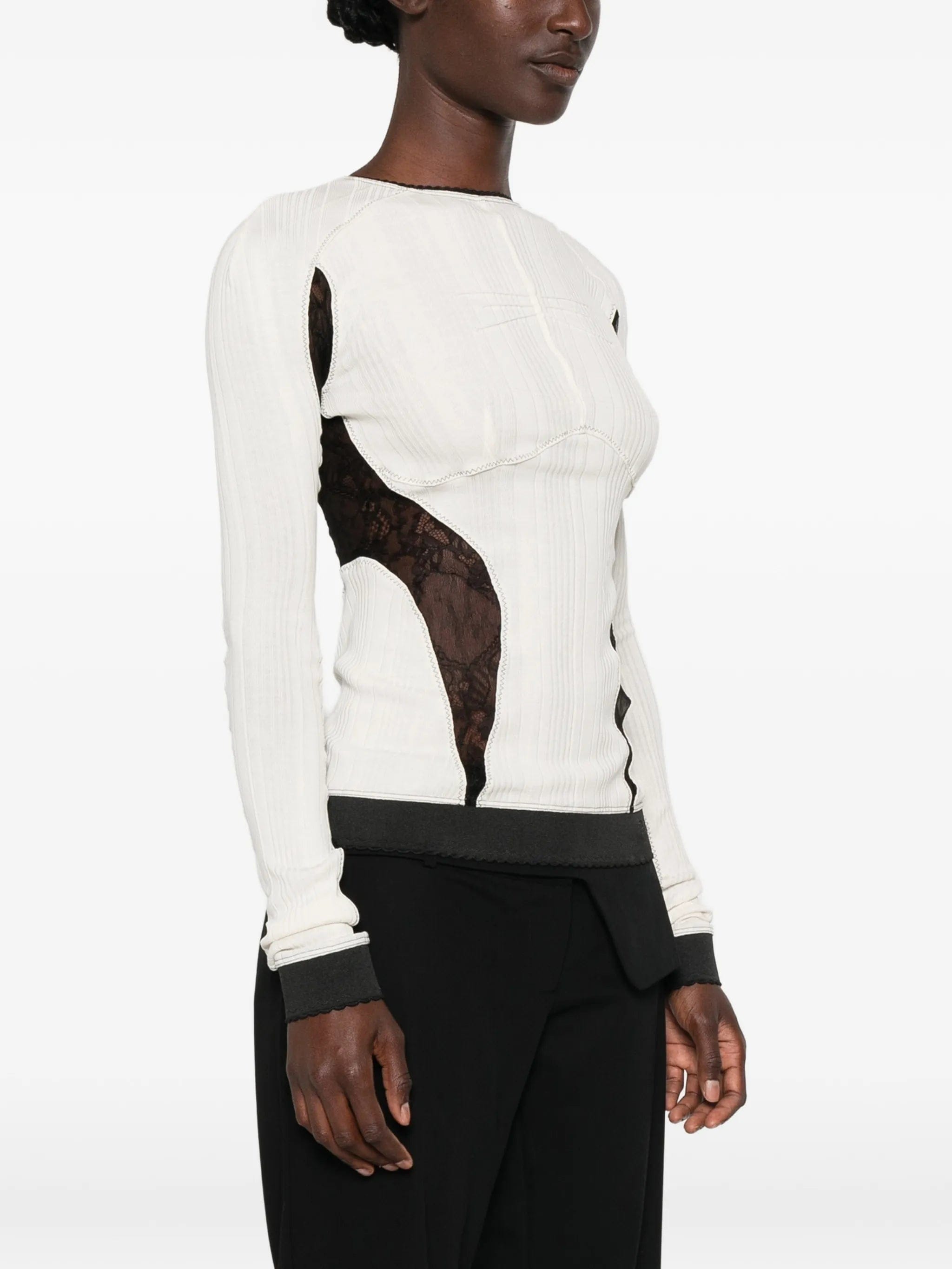 The Attico lace - insert ribbed - knit top