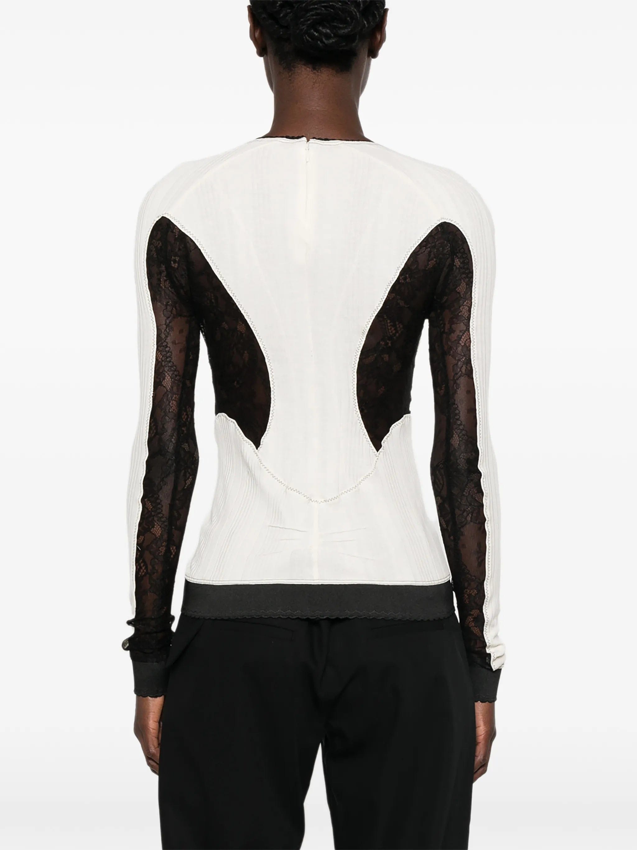 The Attico lace - insert ribbed - knit top