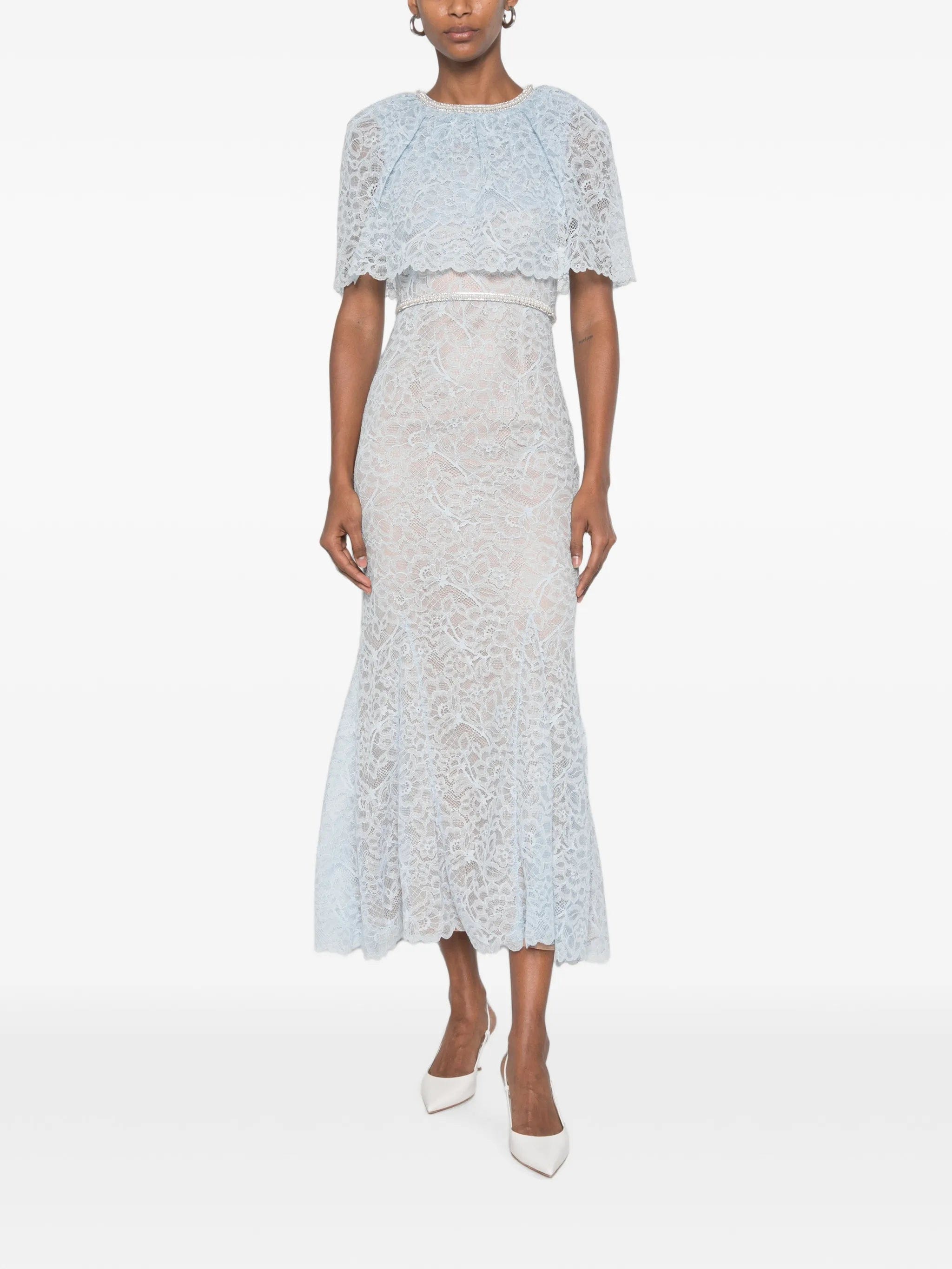 Self-Portrait lace - detail embellished midi dress