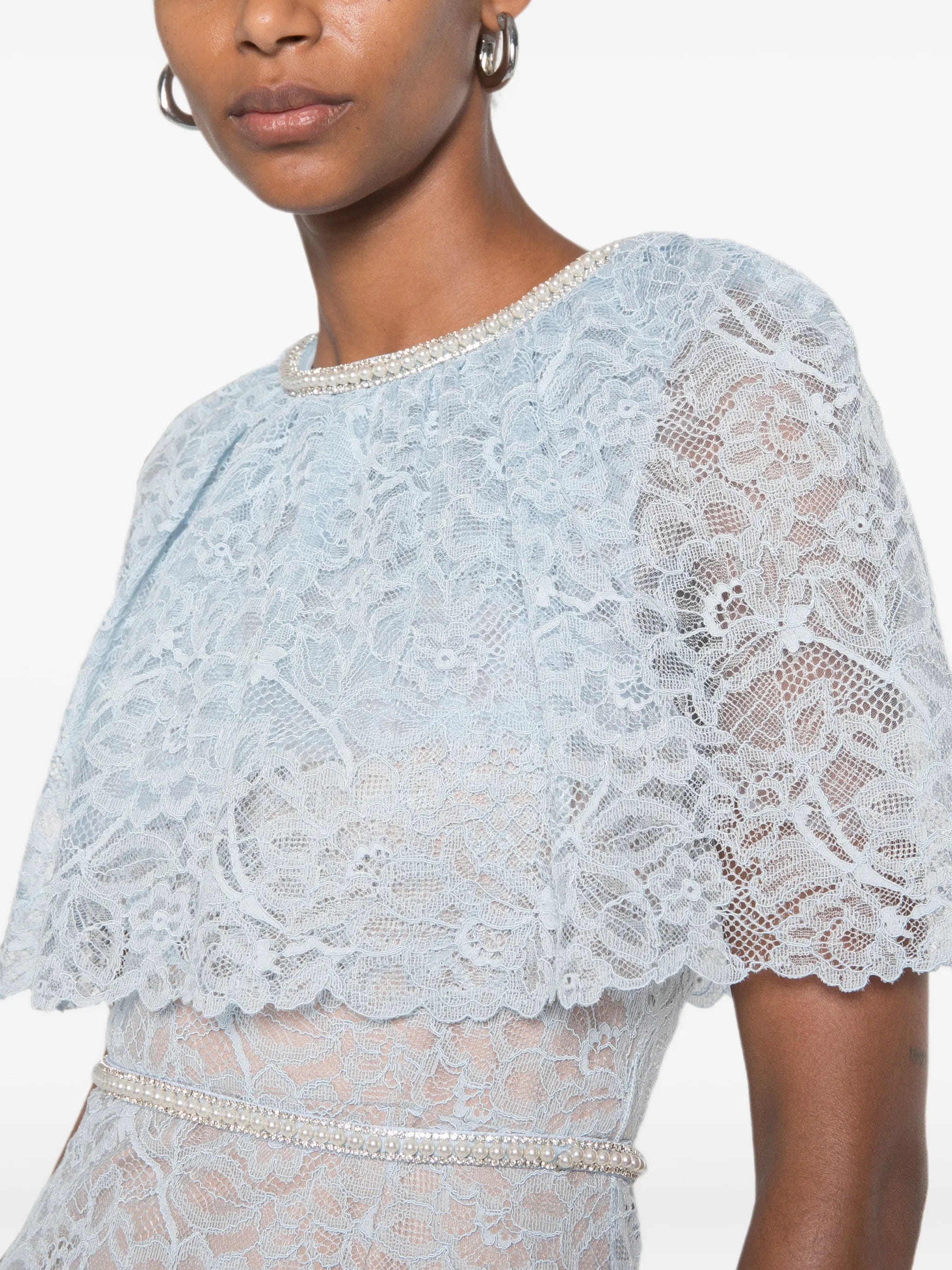 Self-Portrait lace - detail embellished midi dress