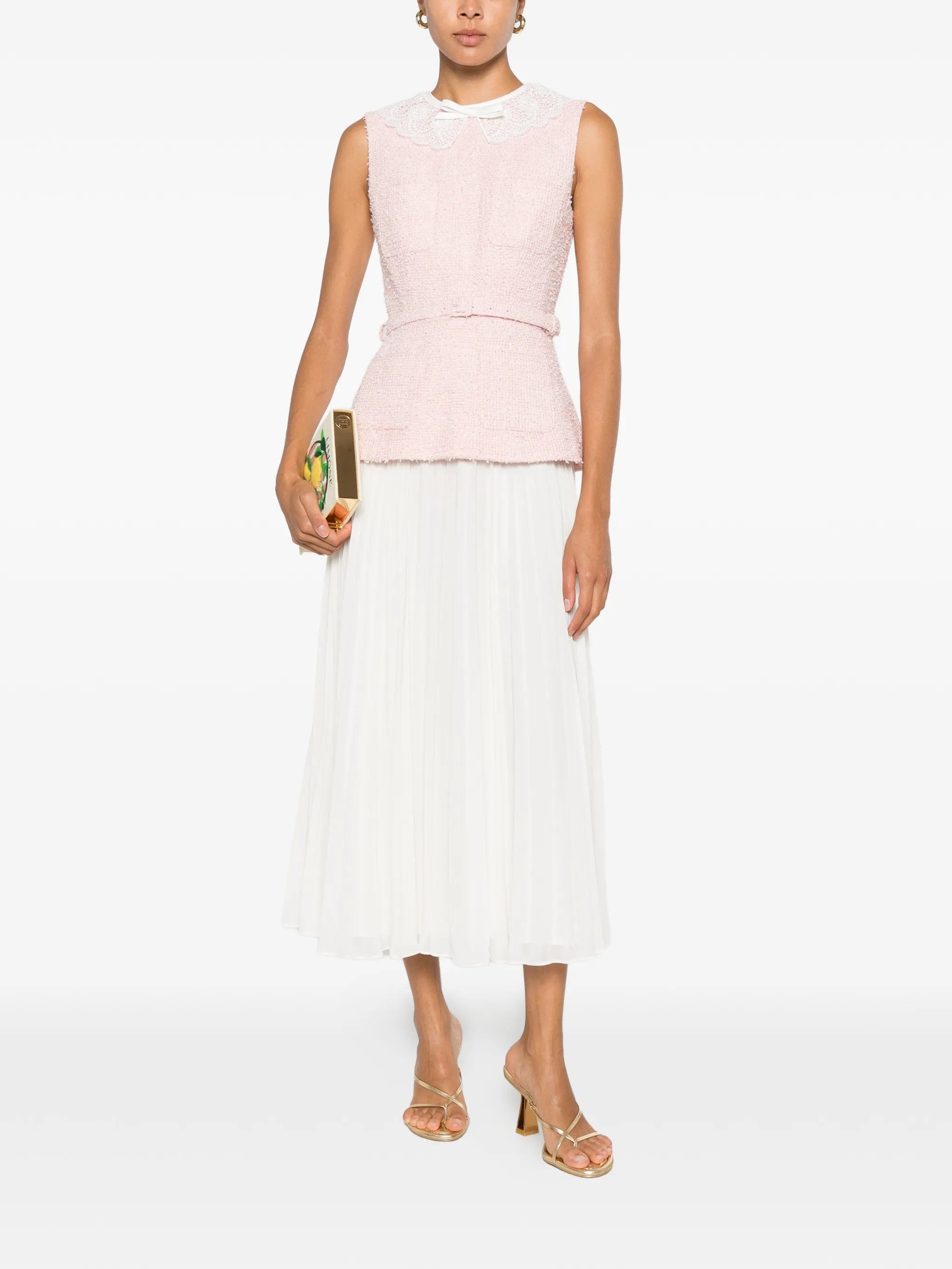 Self-Portrait lace - collar bouclé midi dress