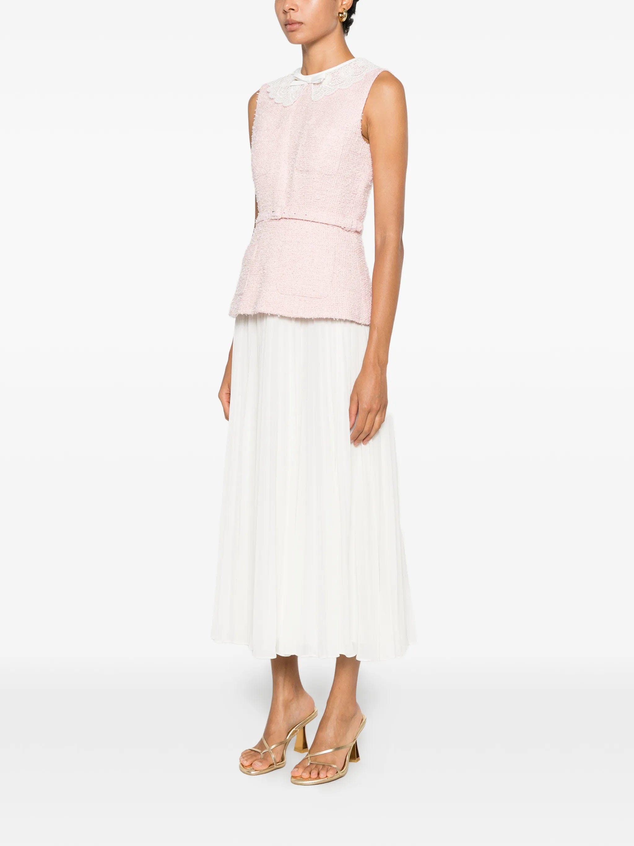 Self-Portrait lace - collar bouclé midi dress