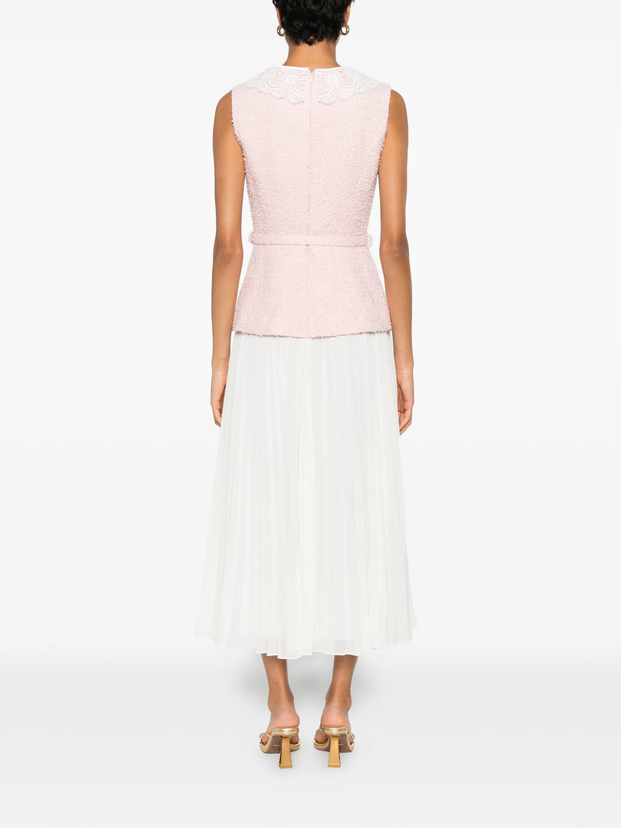 Self-Portrait lace - collar bouclé midi dress