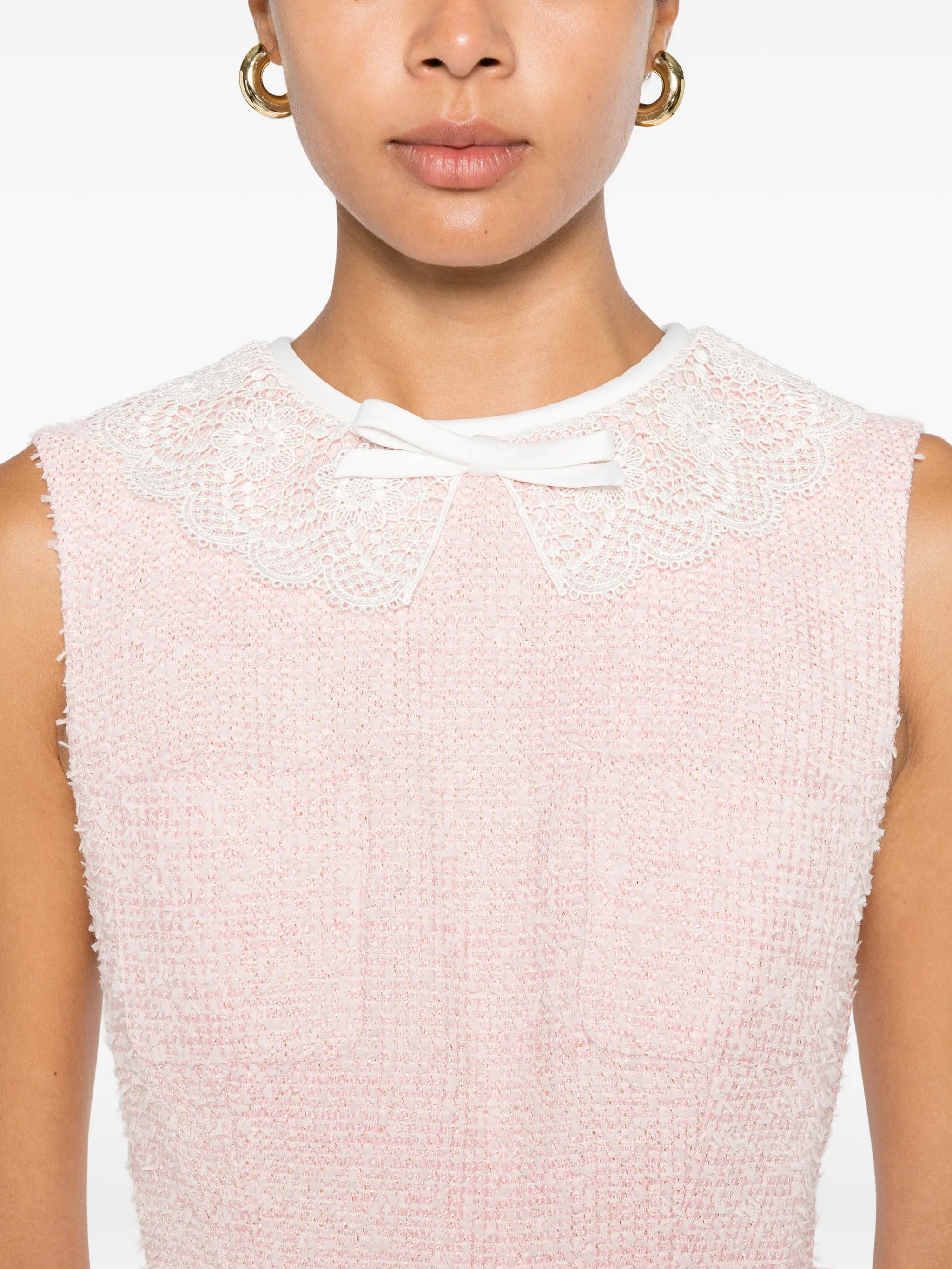 Self-Portrait lace - collar bouclé midi dress