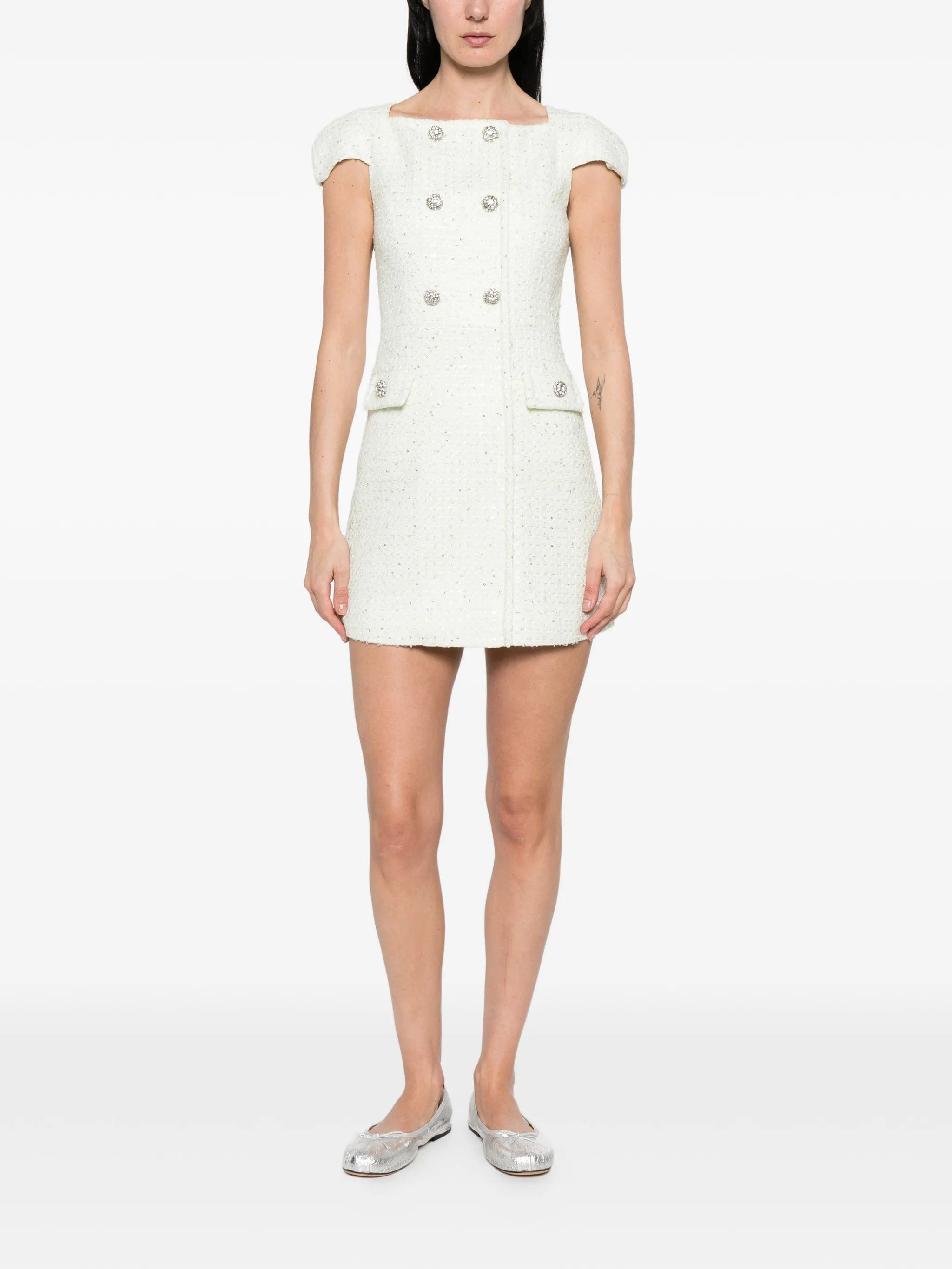 Self-Portrait bouclé mini dress