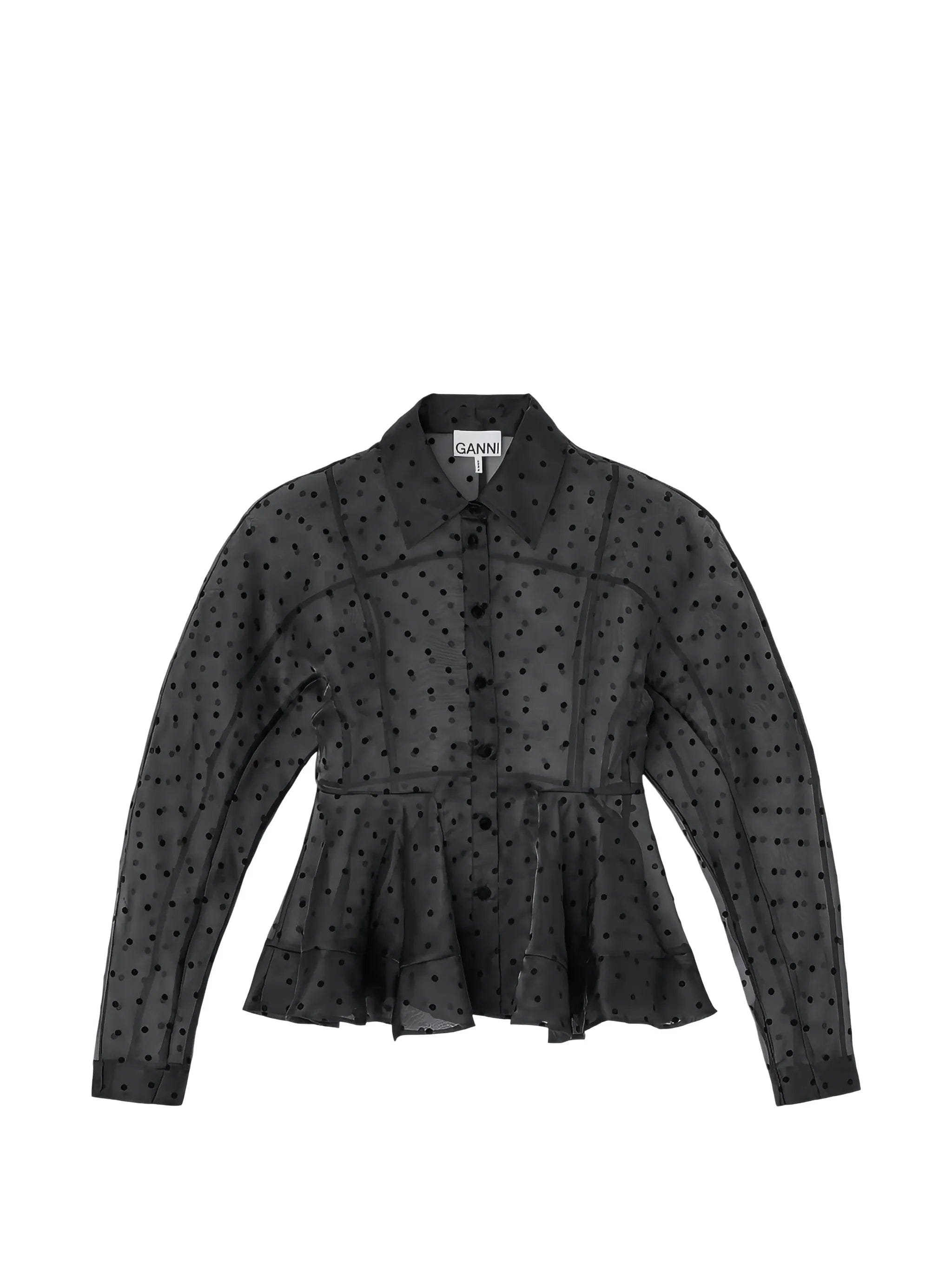 GANNI polka - dot peplum shirt