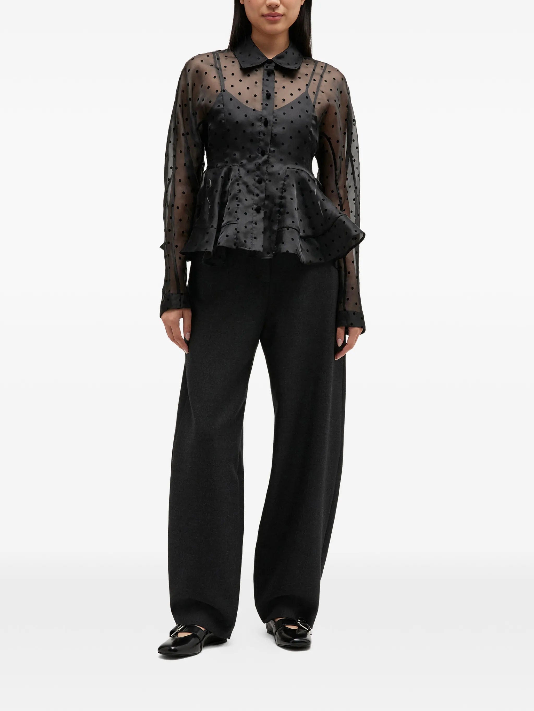 GANNI polka - dot peplum shirt