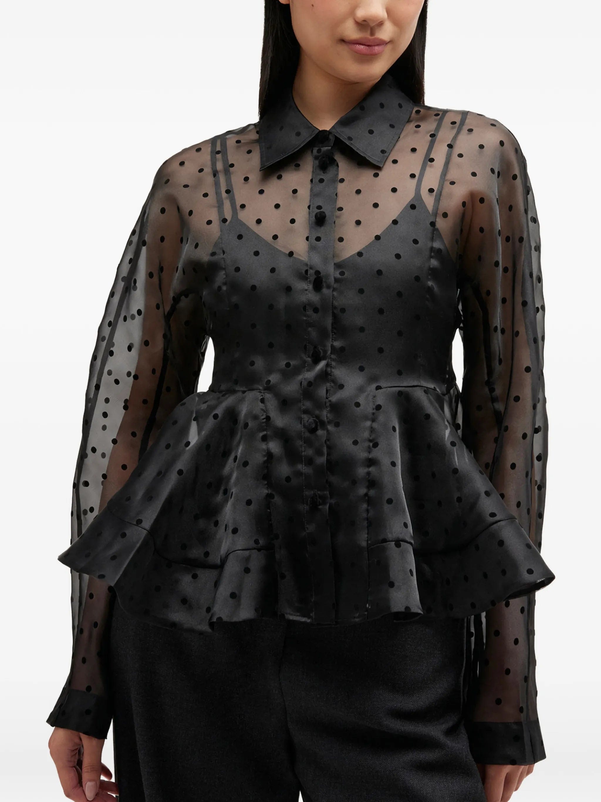 GANNI polka - dot peplum shirt