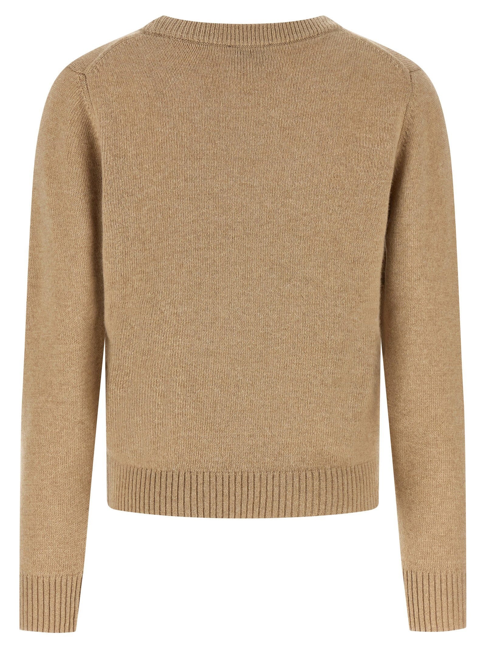Ganni Banana - Graphic Intarsia Knit Sweater — Beige