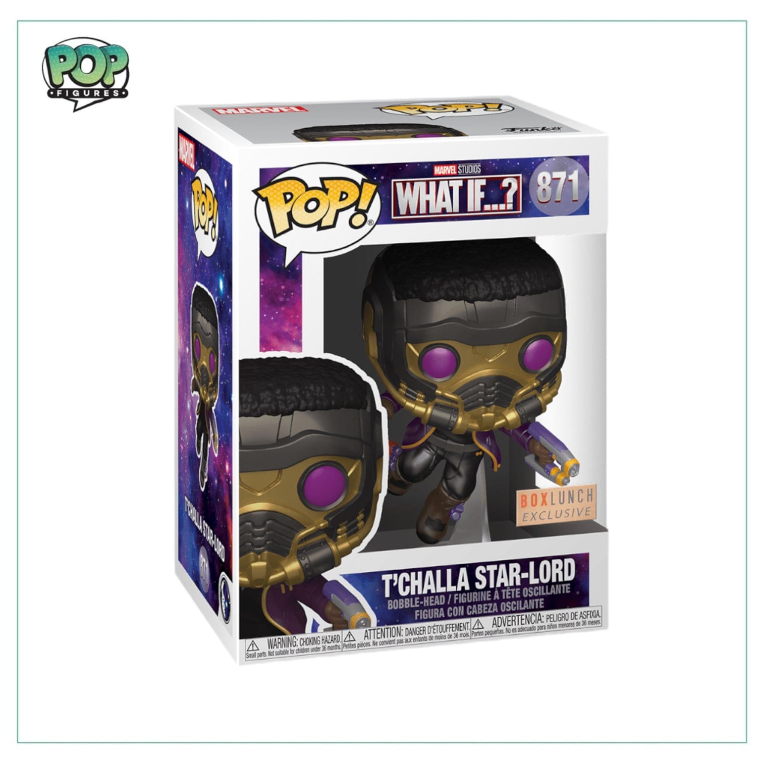 Funko Pop! T’challa Star - Lord (Metallic) #871 Funko Pop! - What If…? - Box Lunch Exclusive