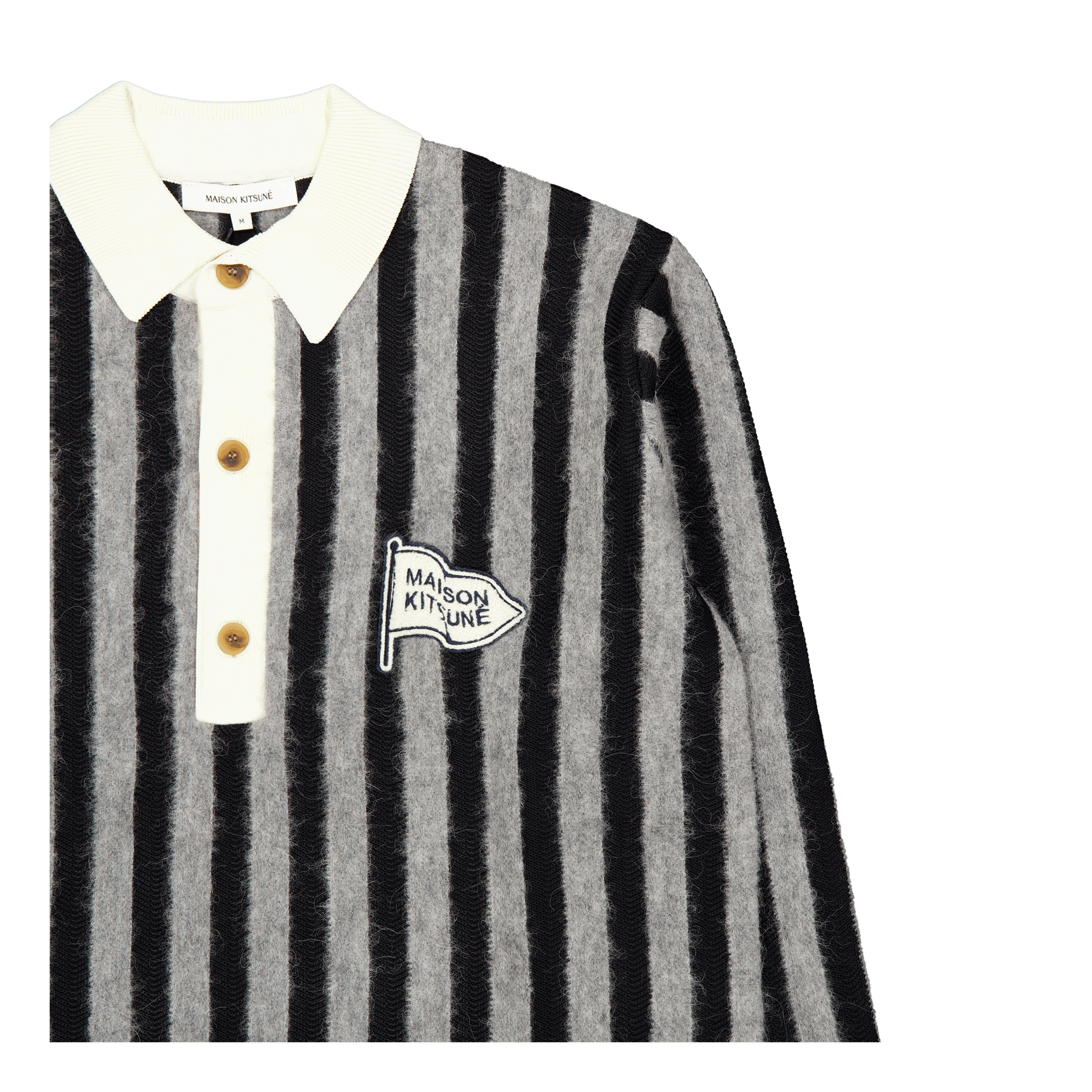 Maison Kitsuné Striped Comfort Polo Black/stone