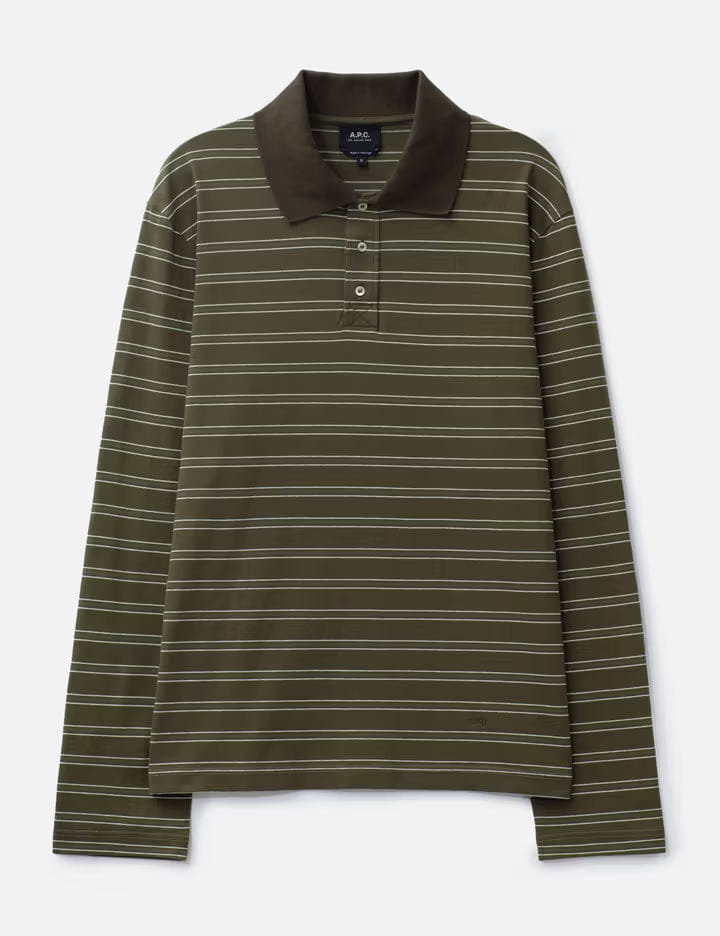 A.P.C. Long - Sleeve Striped Polo Shirt