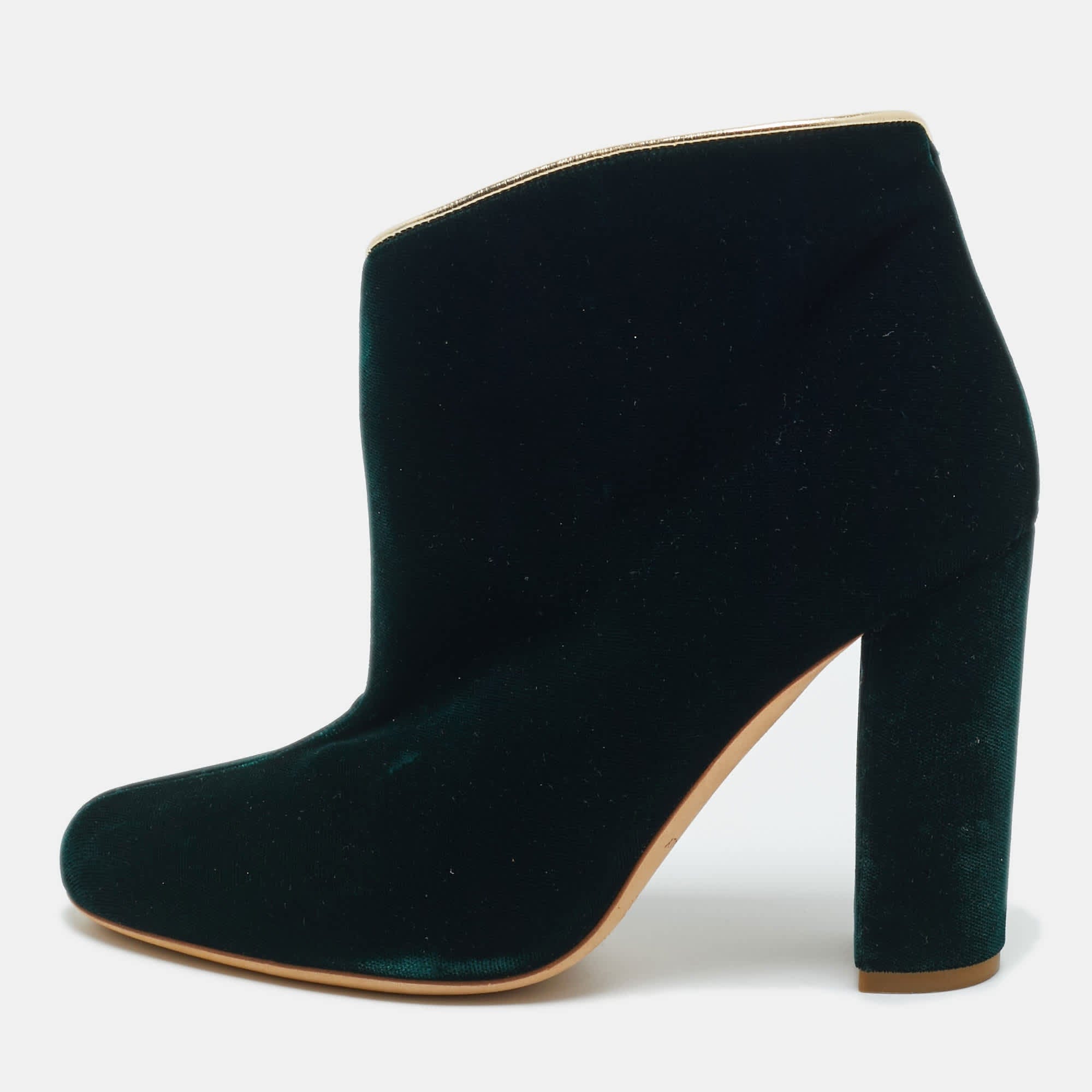Malone Souliers Dark Green Velvet Eula Booties