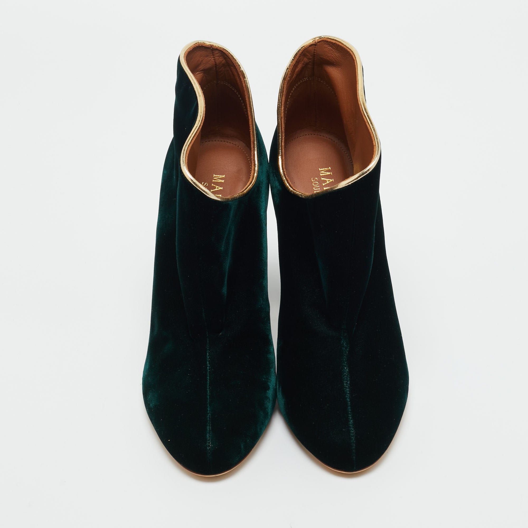 Malone Souliers Dark Green Velvet Eula Booties