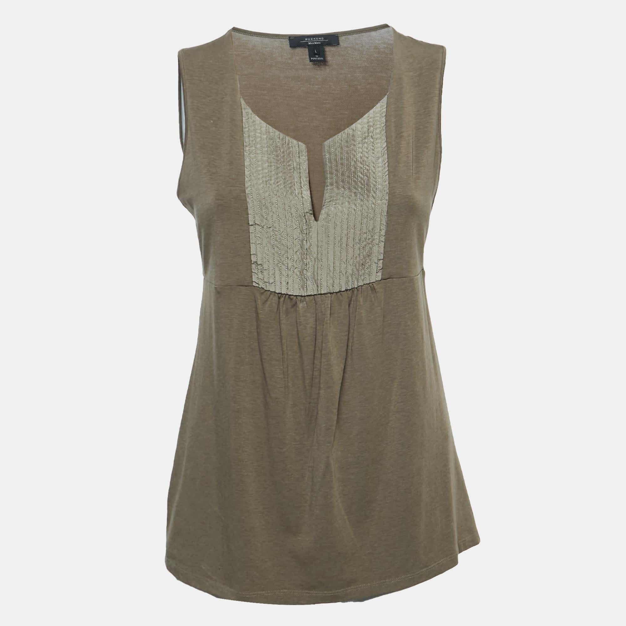 Weekend Max Mara Brown Knit Sleeveless A - Line Top