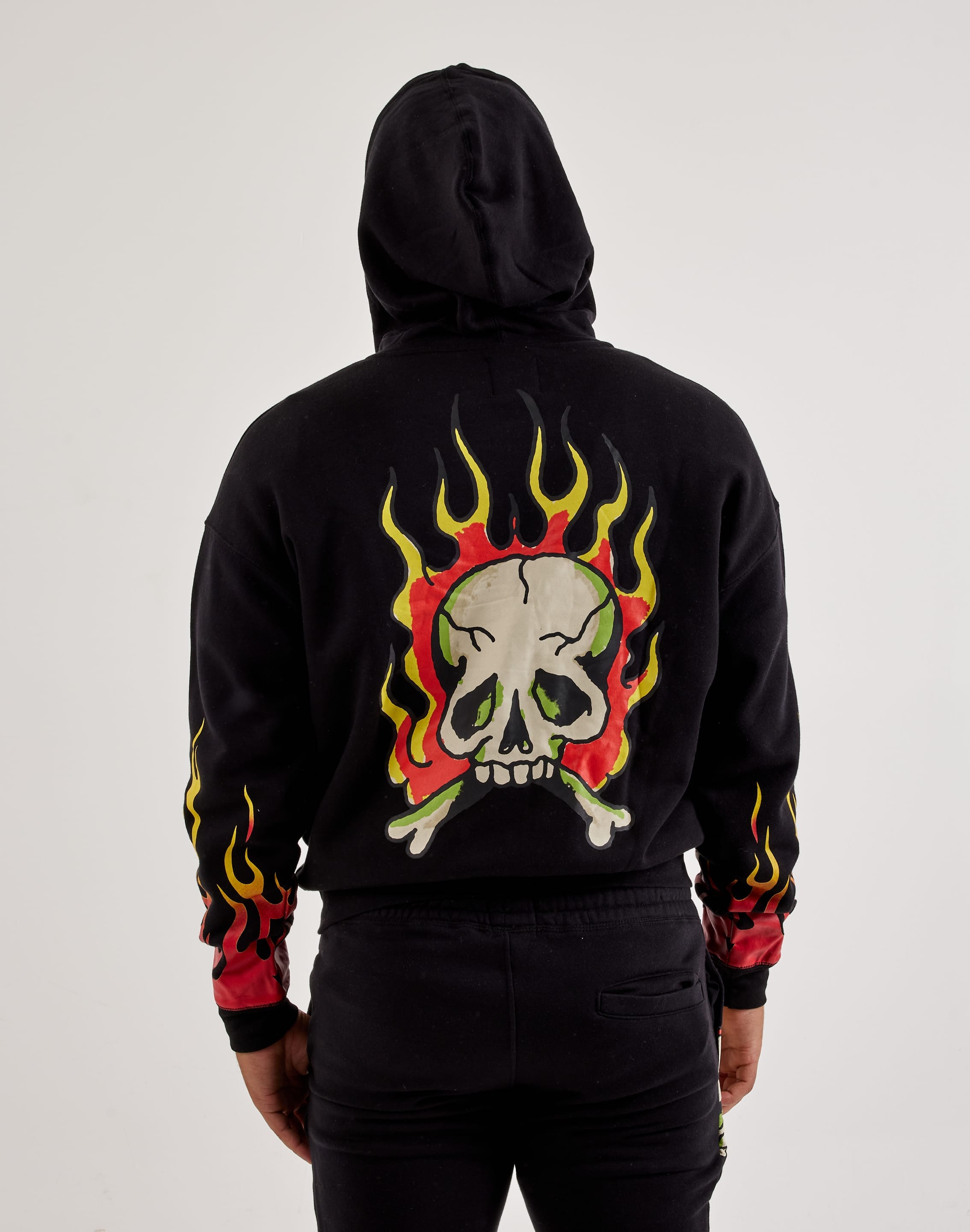 Ed Hardy Flame Skull Full - Zip Fleece Hoodie