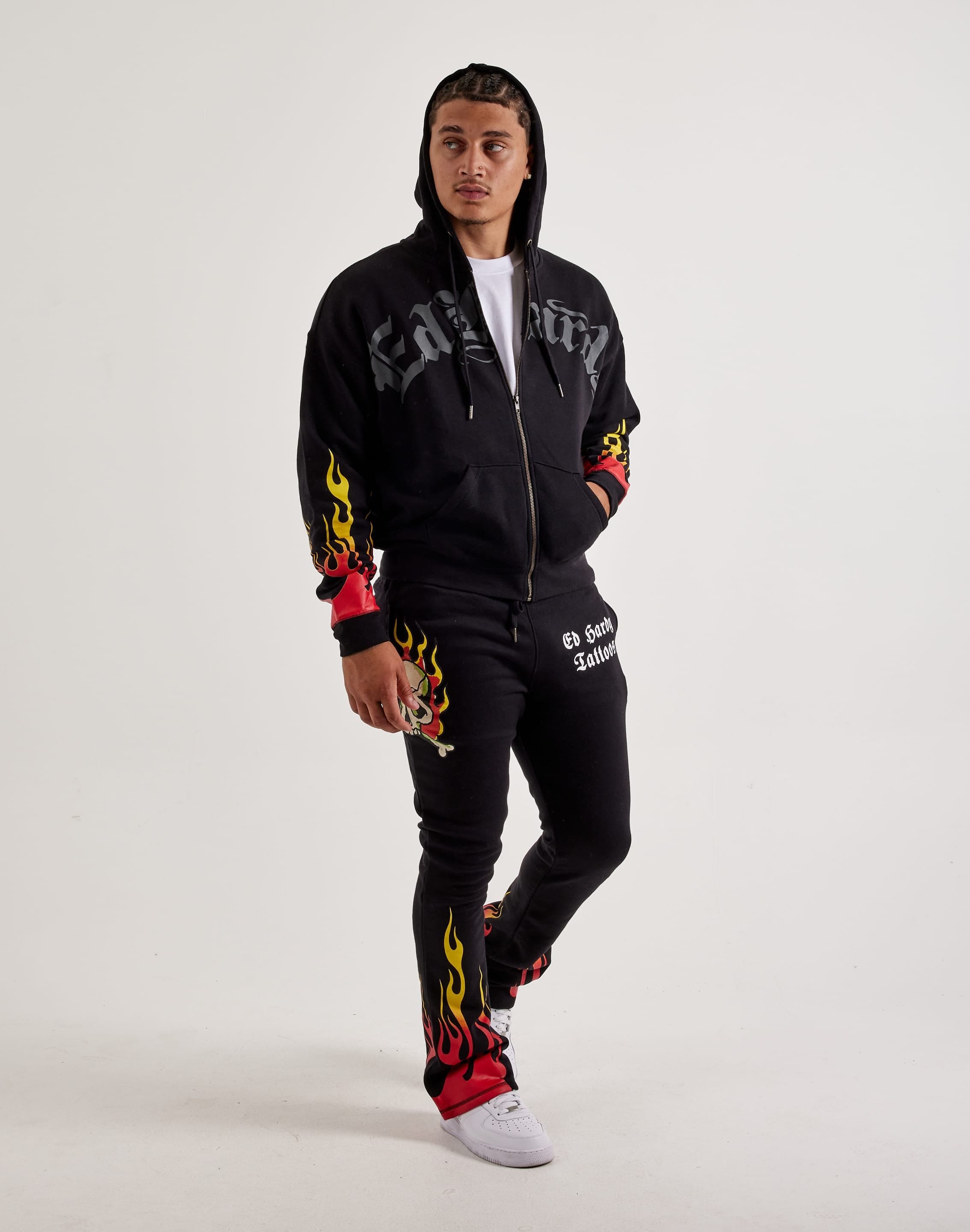 Ed Hardy Flame Skull Full - Zip Fleece Hoodie