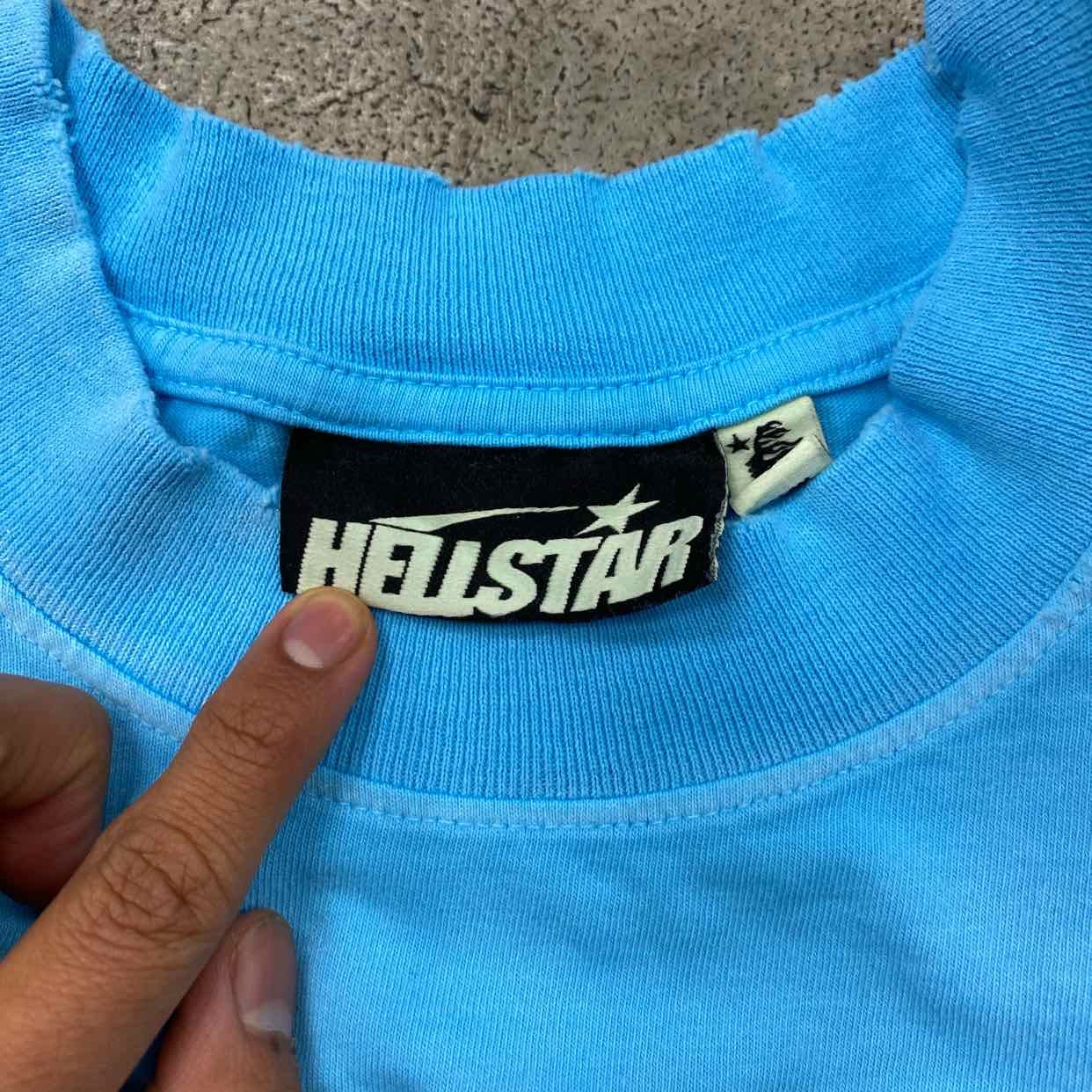 Hellstar T - Shirt BOX LOGO Blue New Size M