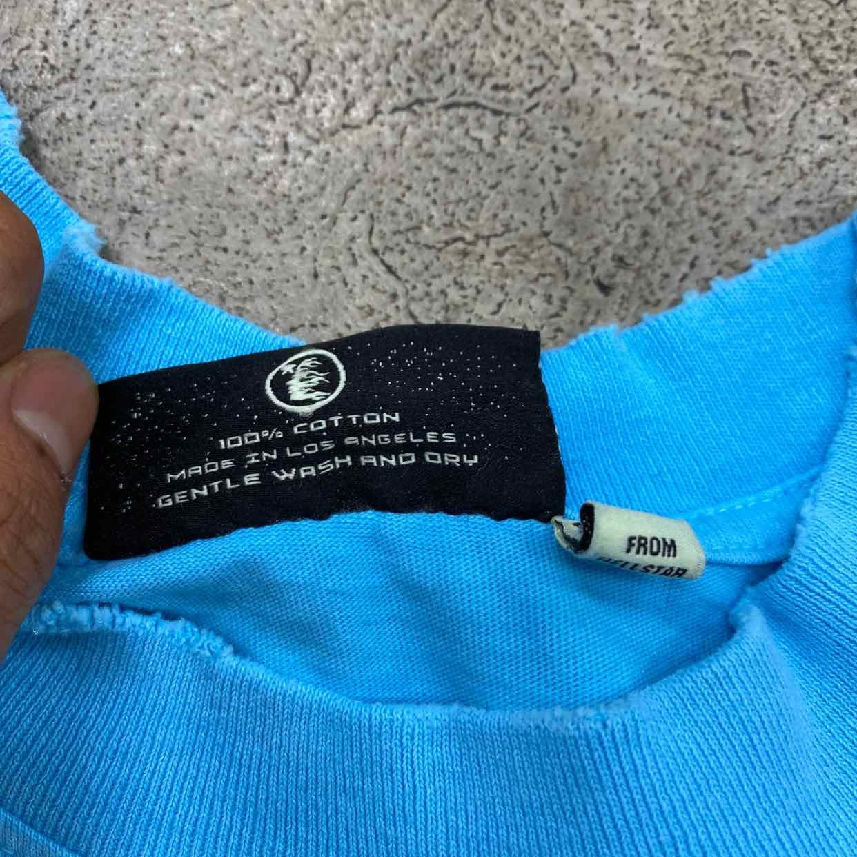 Hellstar T - Shirt BOX LOGO Blue New Size M