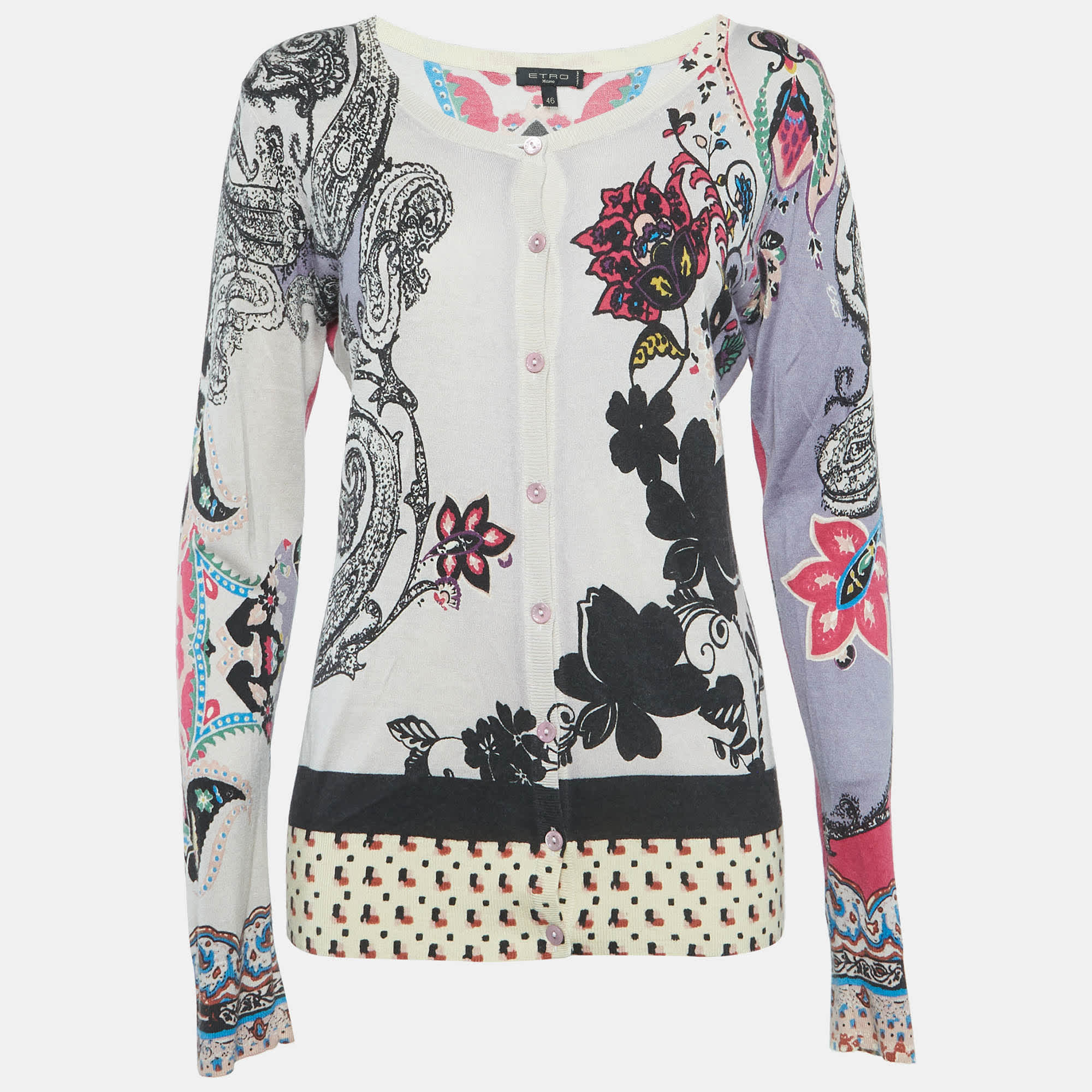 Etro Multicolour Paisley Print Knitted Cardigan