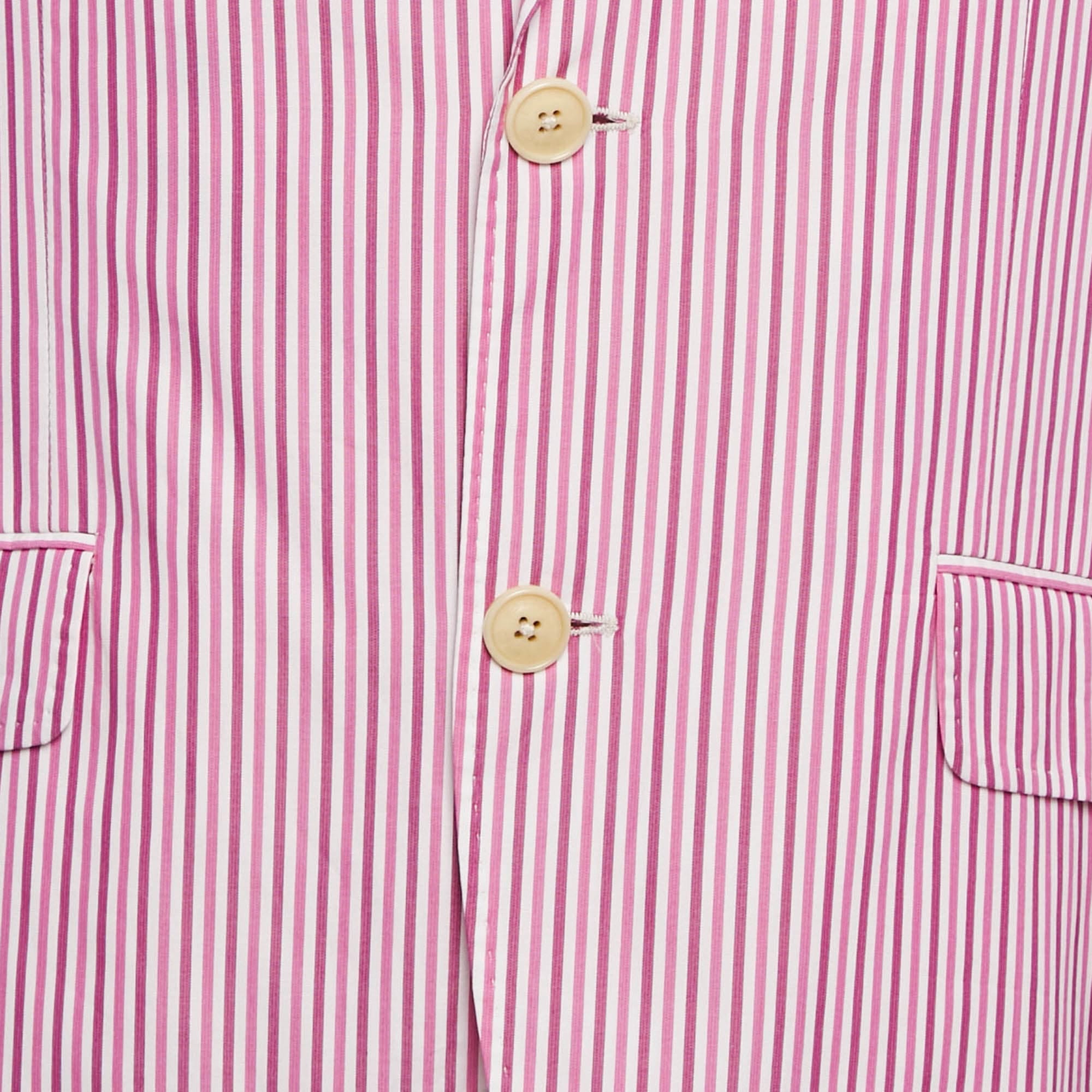 Etro Pink Striped Cotton Single Breasted Blazer