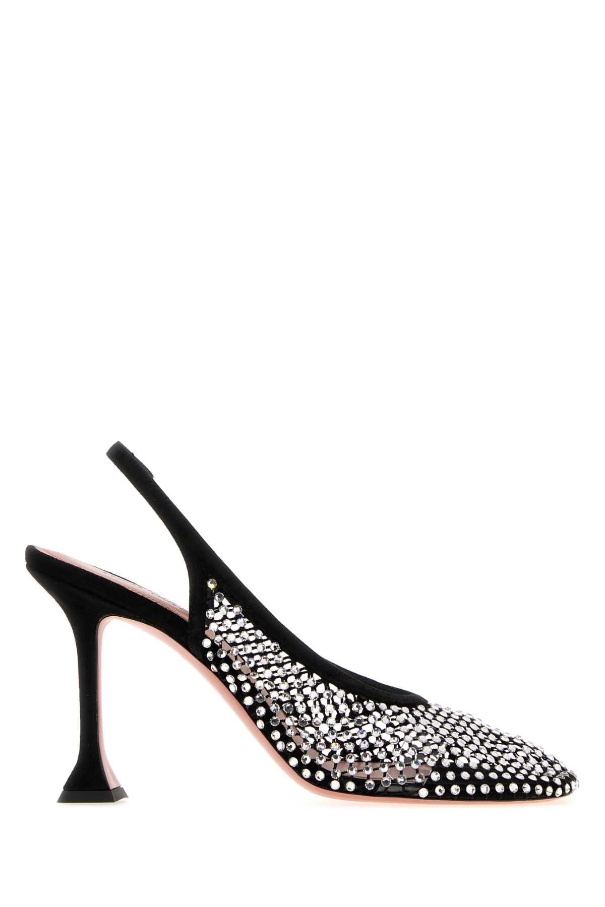 Amina Muaddi Dolly Crystal Heel — Black