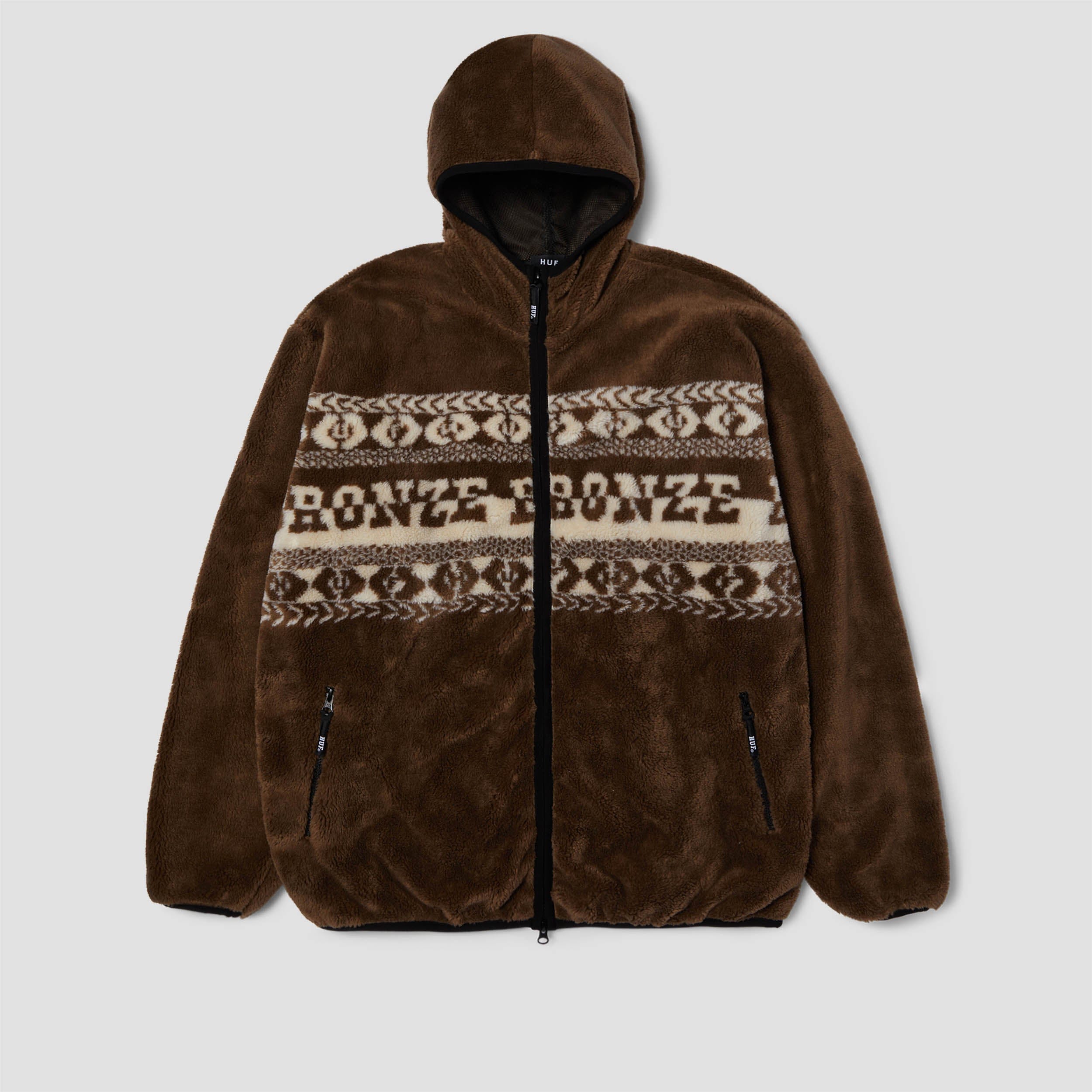HUF x Bronze High Pile Full Zip Fleece Brown