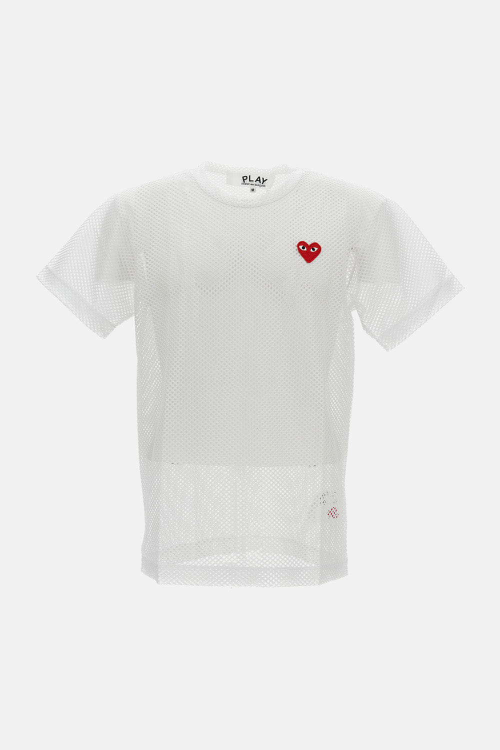Comme des Garçons Play T - SHIRT IN RETE EMBLEM CUORE ROSSO