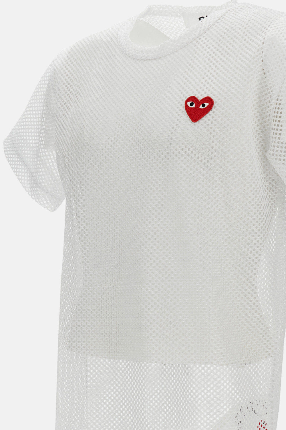 Comme des Garçons Play T - SHIRT IN RETE EMBLEM CUORE ROSSO