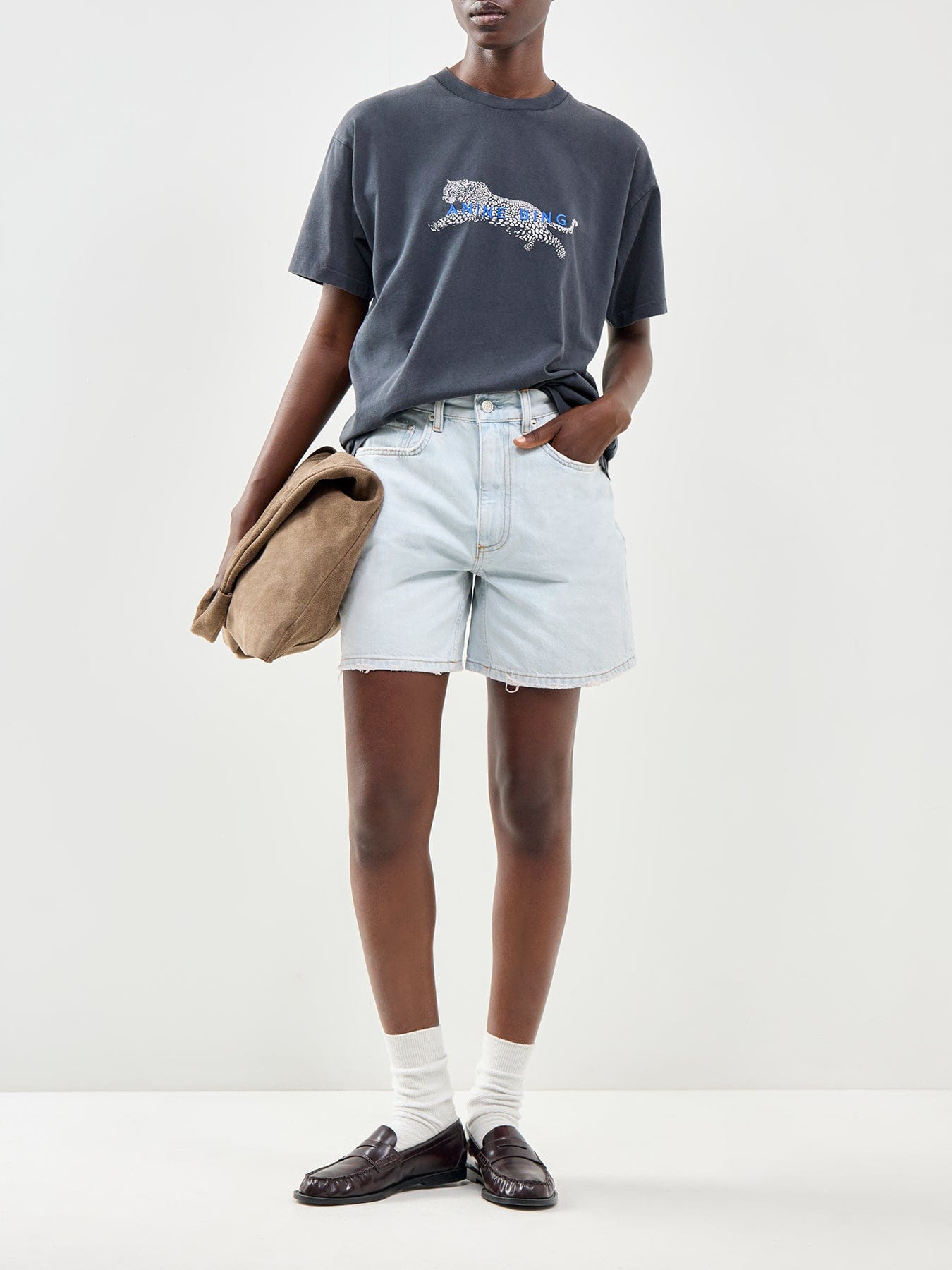 Anine Bing Delaney Denim Shorts Blue