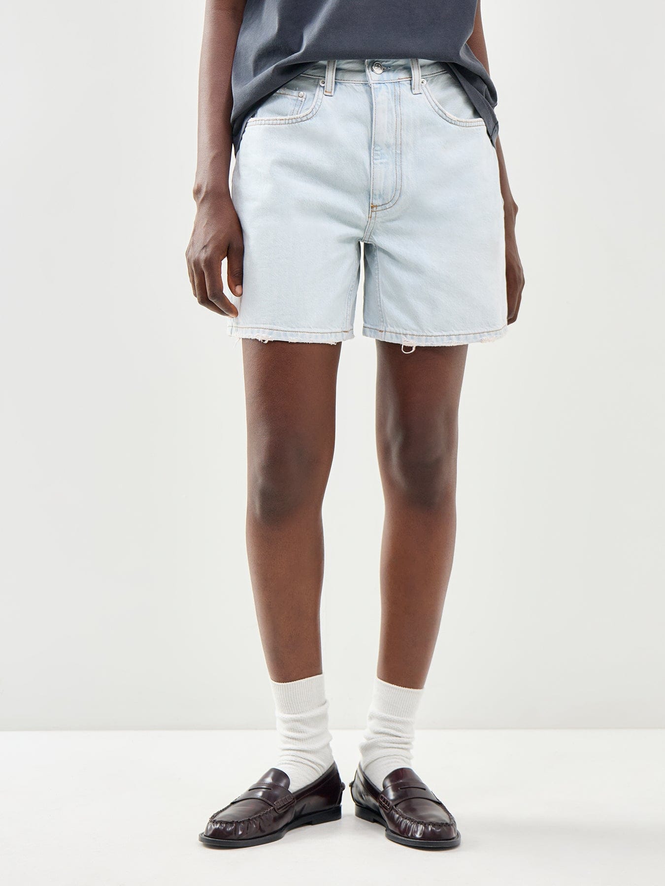 Anine Bing Delaney Denim Shorts Blue