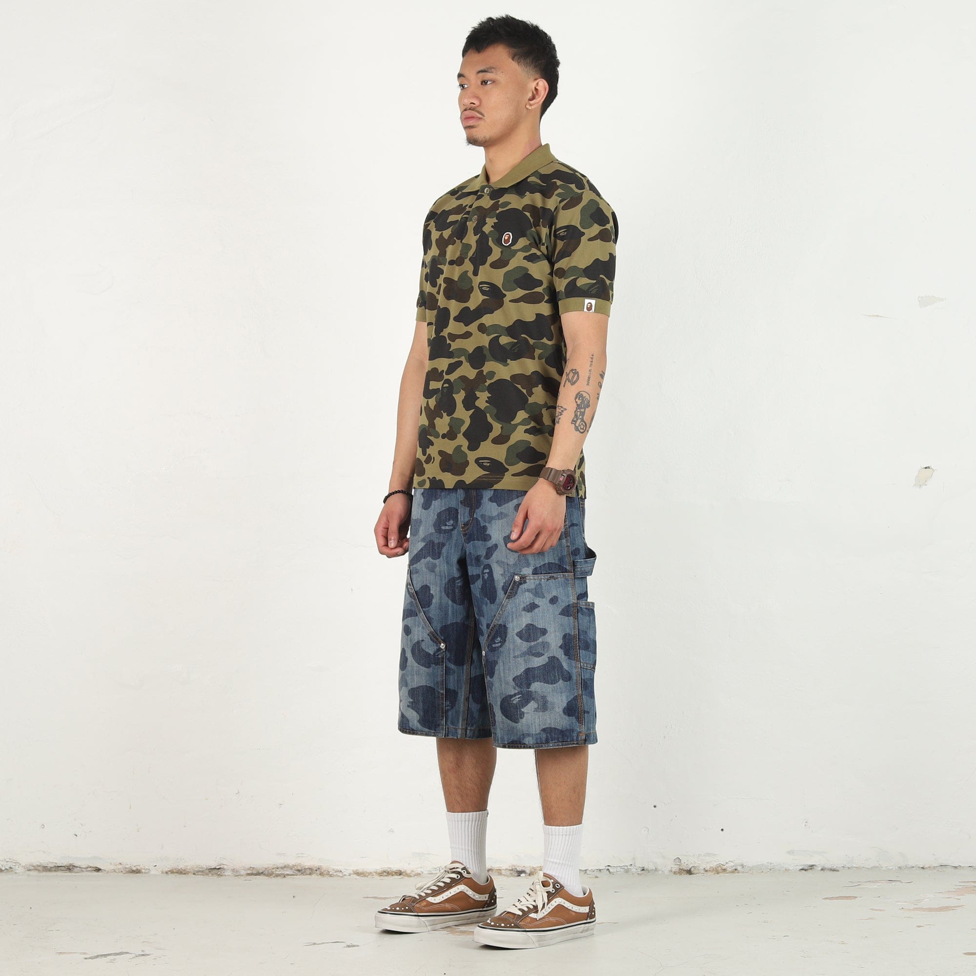 A Bathing Ape 1st Camo One Point Polo Shirt - Green