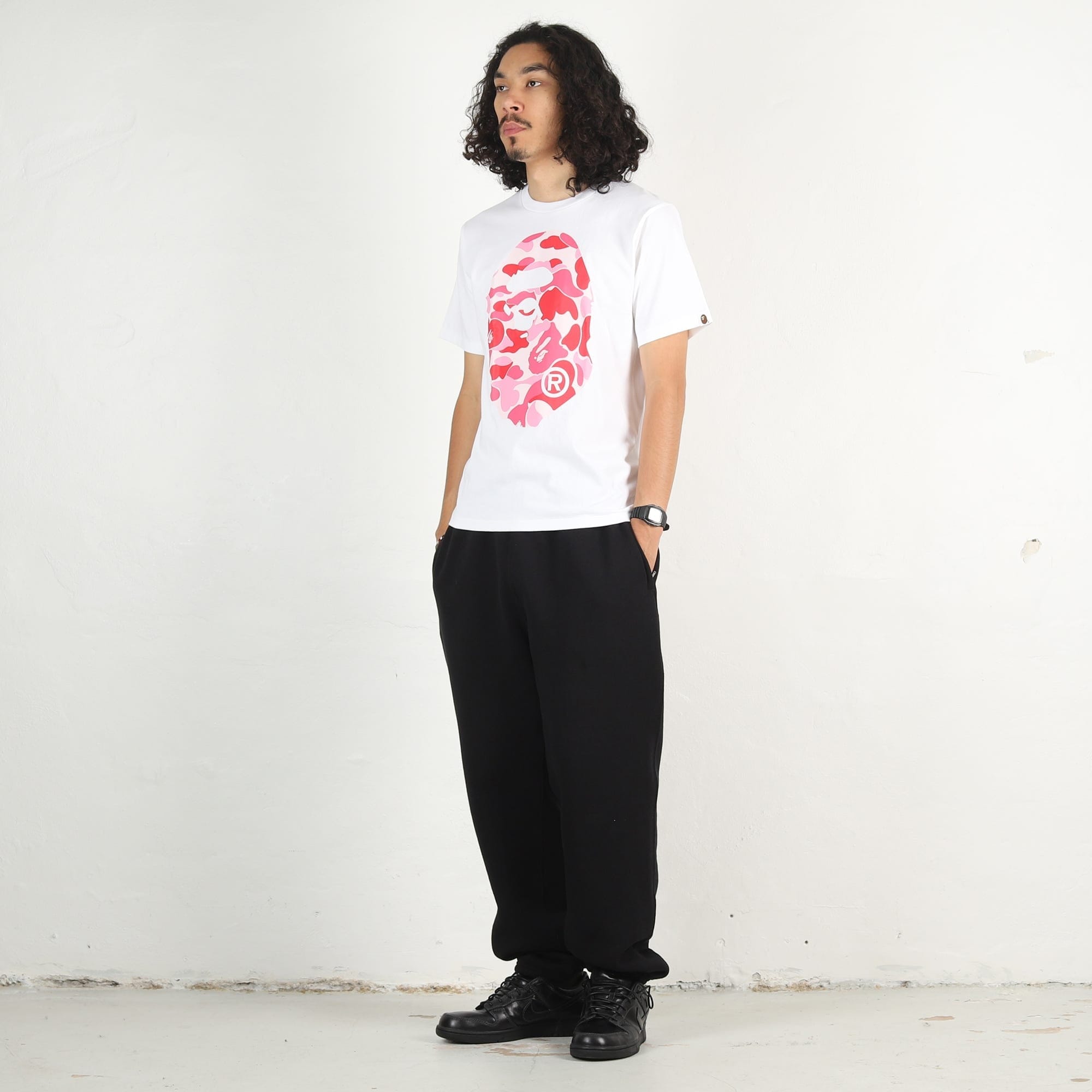 A Bathing Ape ABC Camo Big Ape Head T - Shirt - White/Pink
