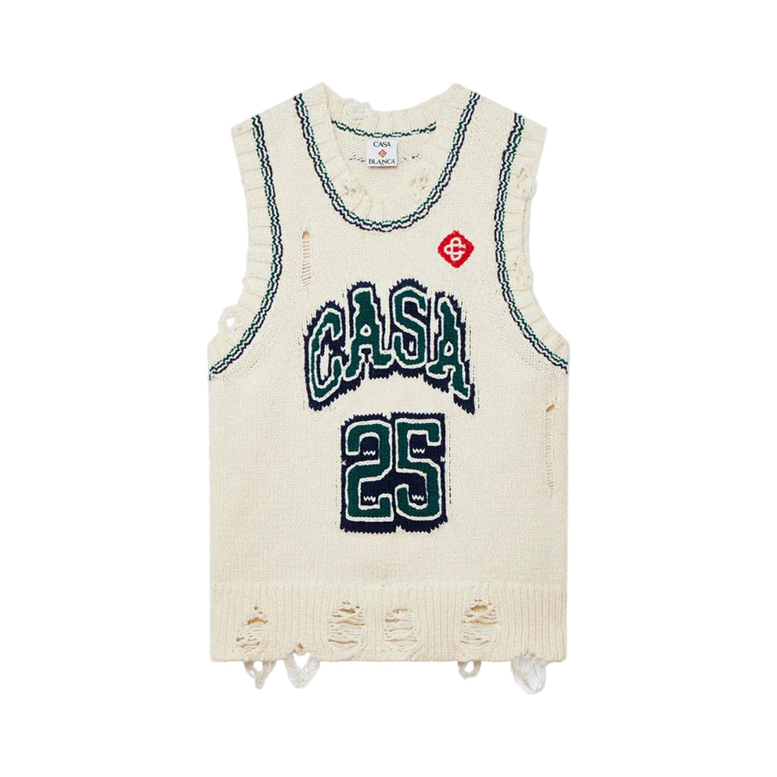 Casablanca Intarsia Baseball Top White