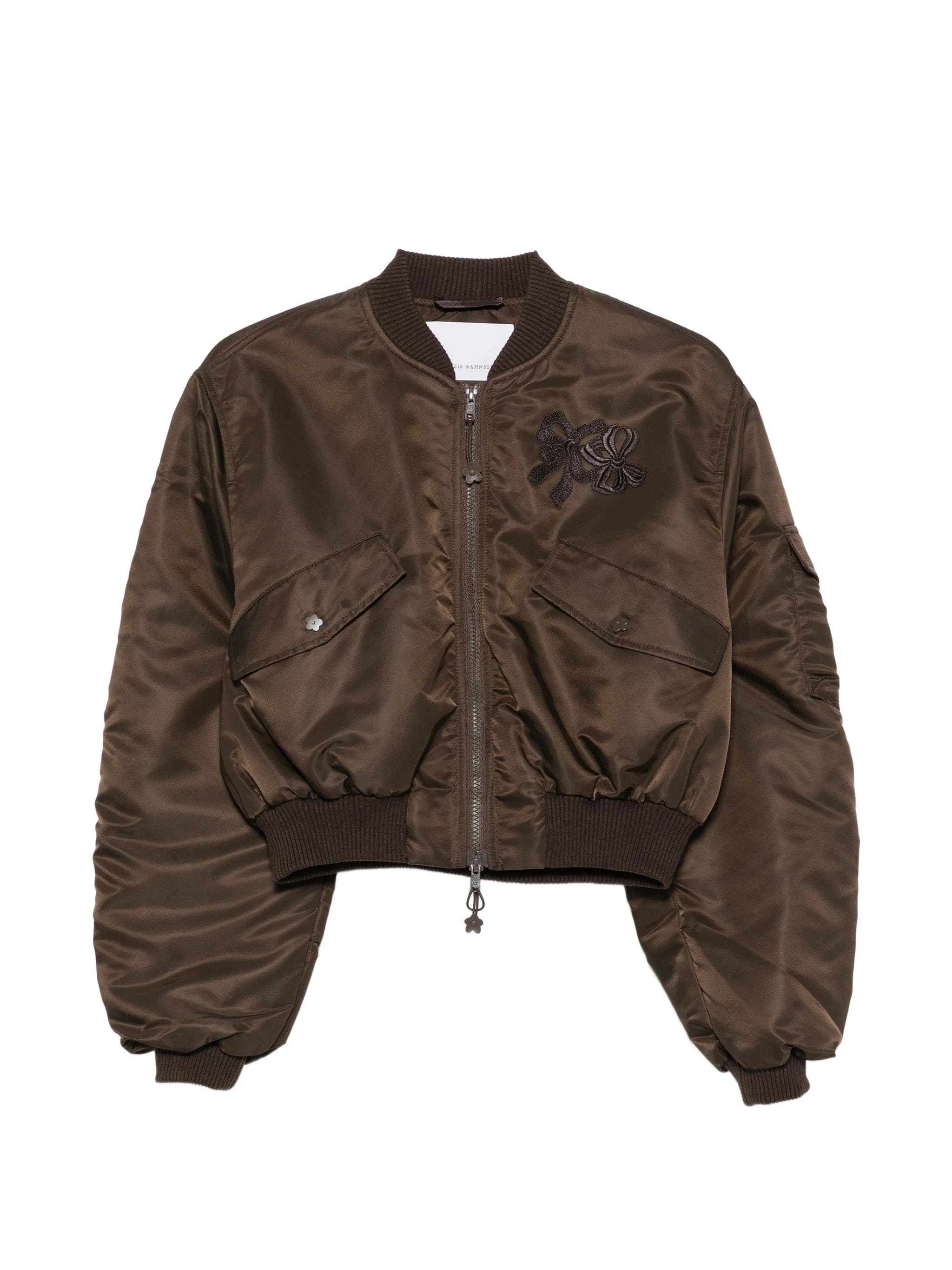 Cecilie Bahnsen ruched - sleeve cropped bomber jacket