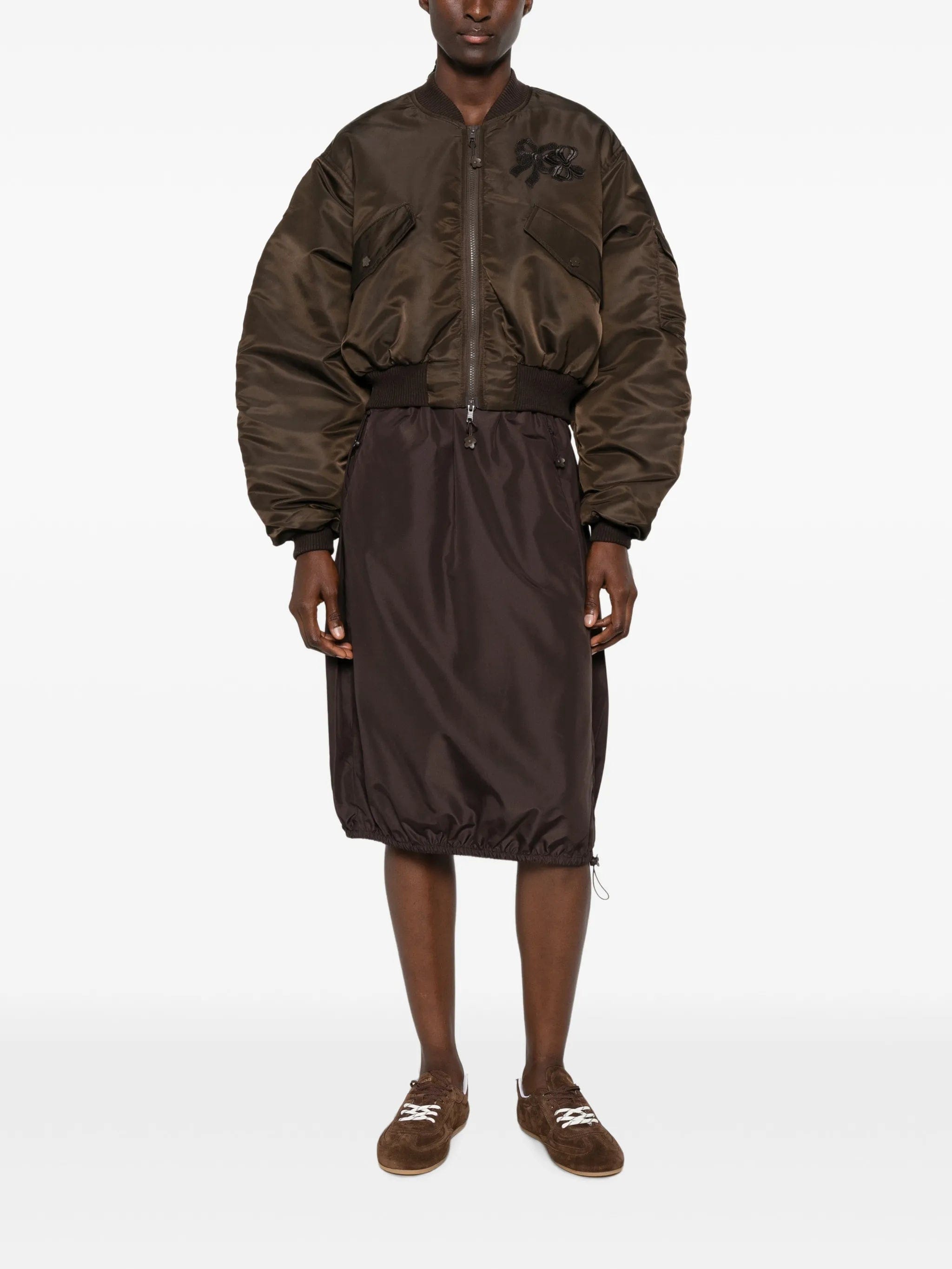 Cecilie Bahnsen ruched - sleeve cropped bomber jacket